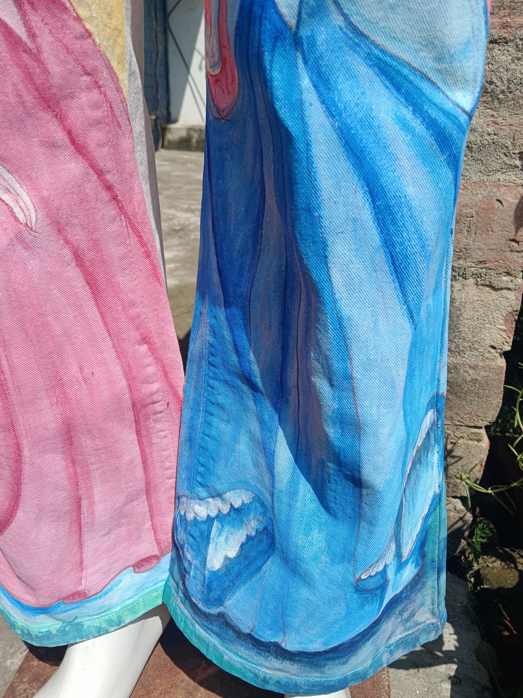 100% Pure White Denim Handpainted Fine Art Princesses Fairy Tales Artistic Party Wear Halloween Wear Birthday Wear Gift For Them