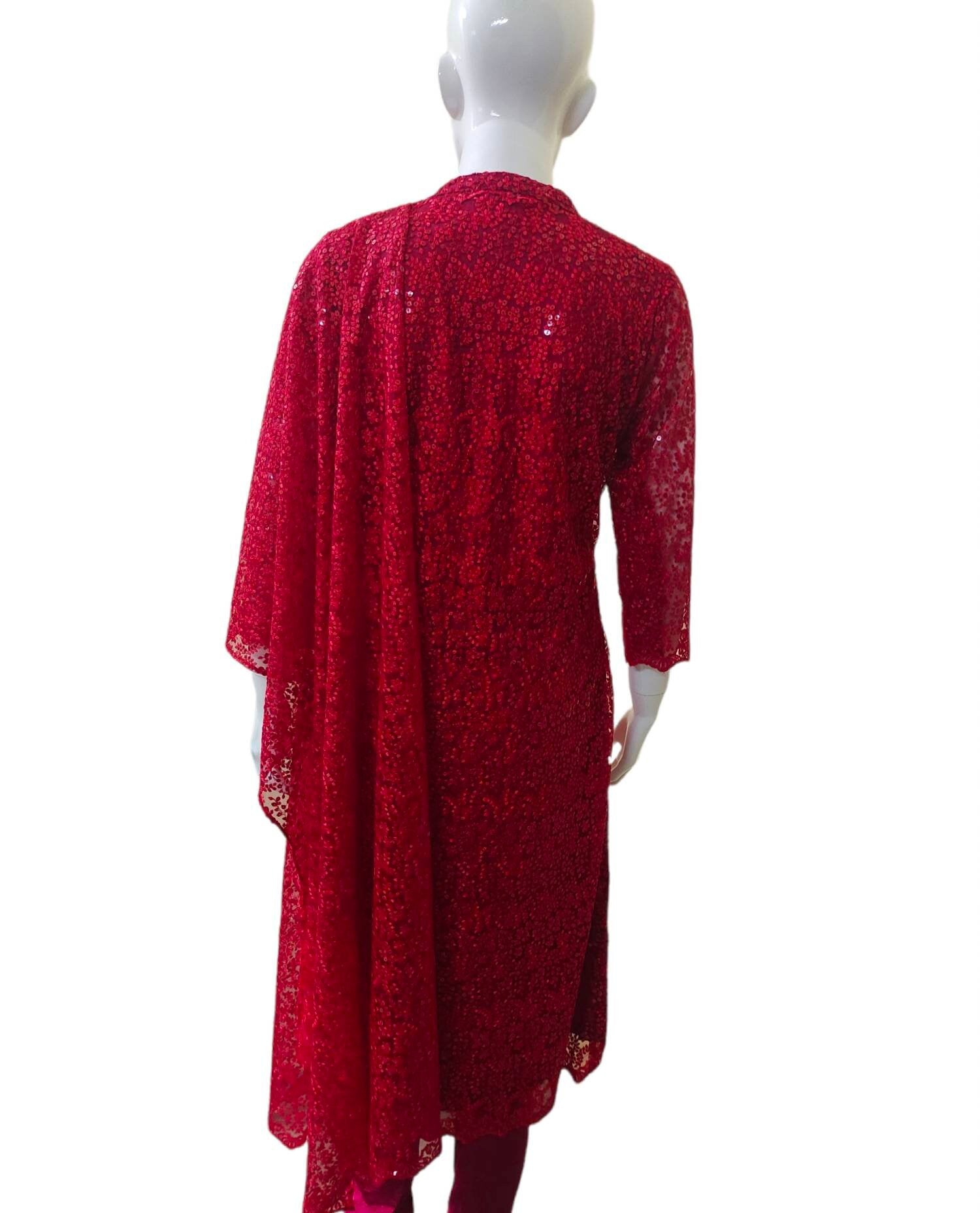 Ready to wear Salwar Kameez for women Red colour kurti Maroon Pajami with dupatta Indian Bollywood Satin Pajami Festive Puja wear