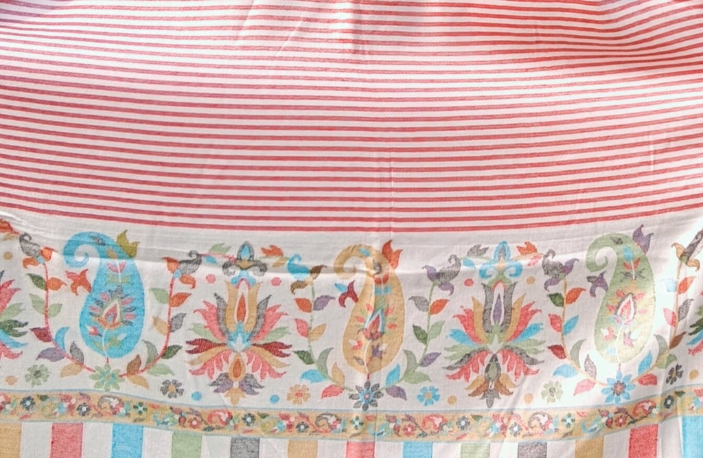 Pink Red White Stripe Embroidered 100 % cashmere Pashmina Luxurious Hand woven Shawl Scarf Soft Touch Lightweight Neck Warmer Designer Stole