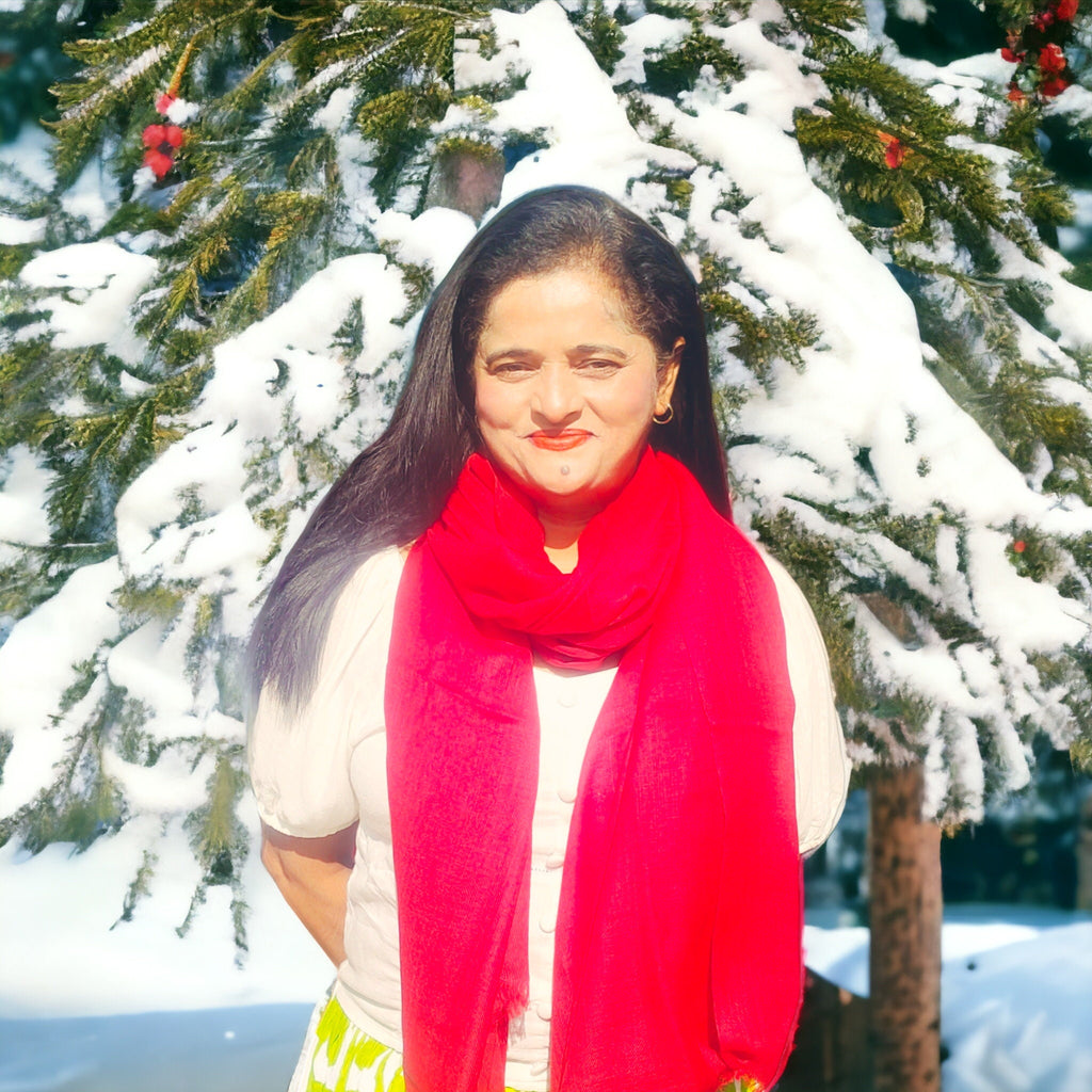 Red Semi Pashmina Woollen Shawl Scarf Cashmere Neck Warmer Travel Blanket Scarf Packable Lightweight Gift for Her Shoulder Warmer