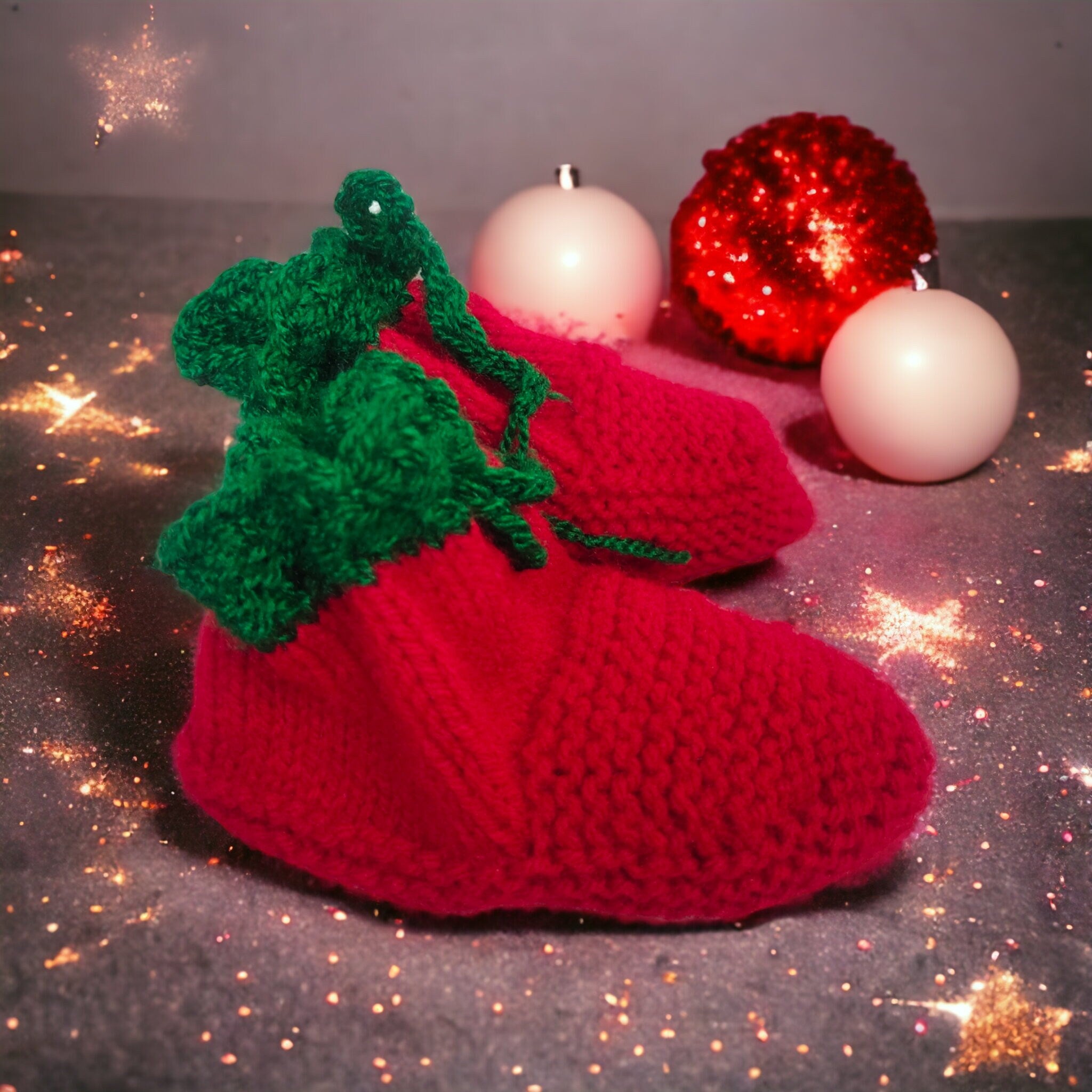 Handmade Woollen Red Green Crochet Dress For kids With Woollen Matching Beanie/Cap And Woollen Shoes Christmas Dress Christmas Party Winter