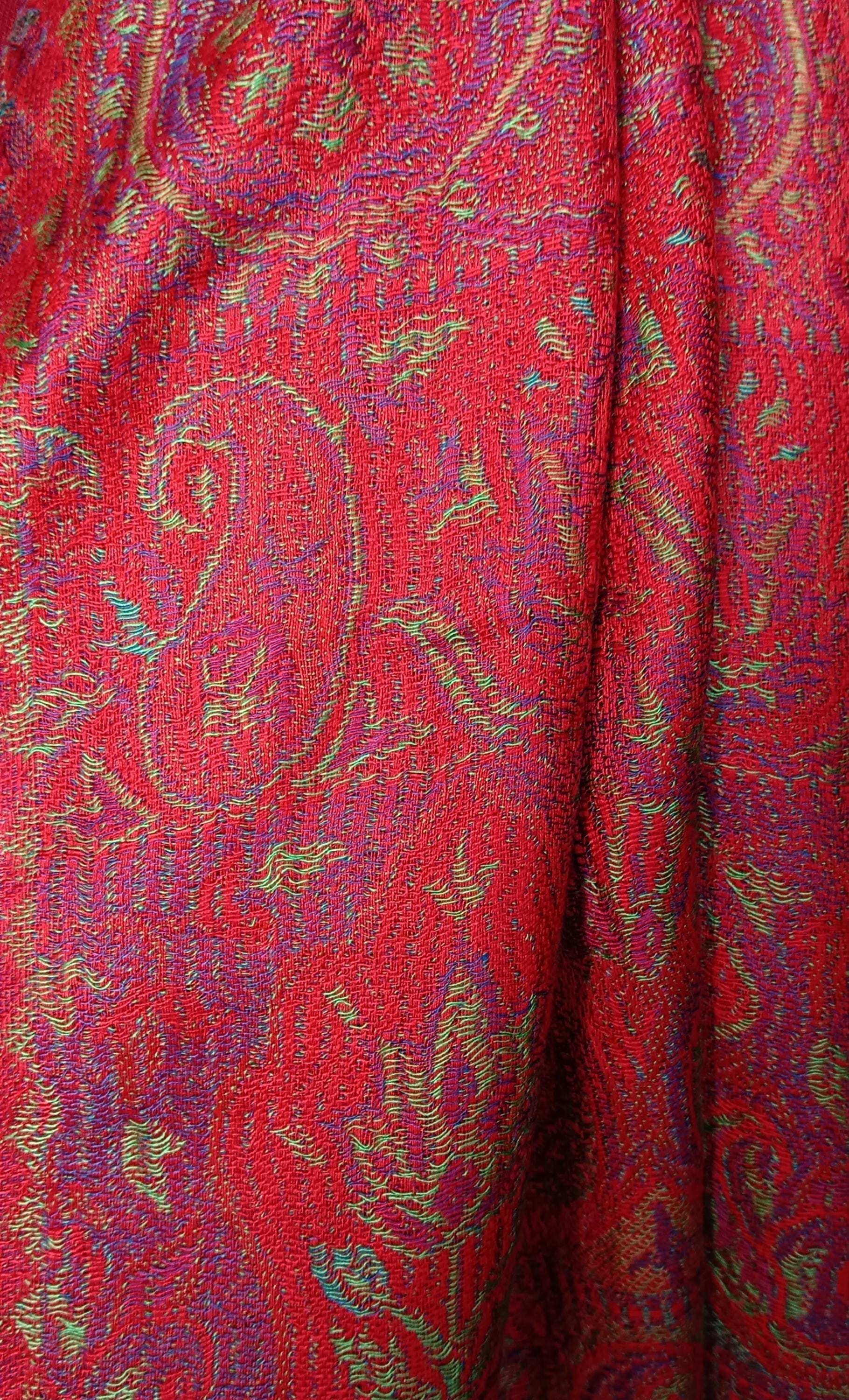 Orange Red Hand Embroidered Cashmere Pashmina Stoll/Shawl Winter Outfit Kashmiri Shawl Kashmiri Stole Soft Touch Lightweight Gift for her