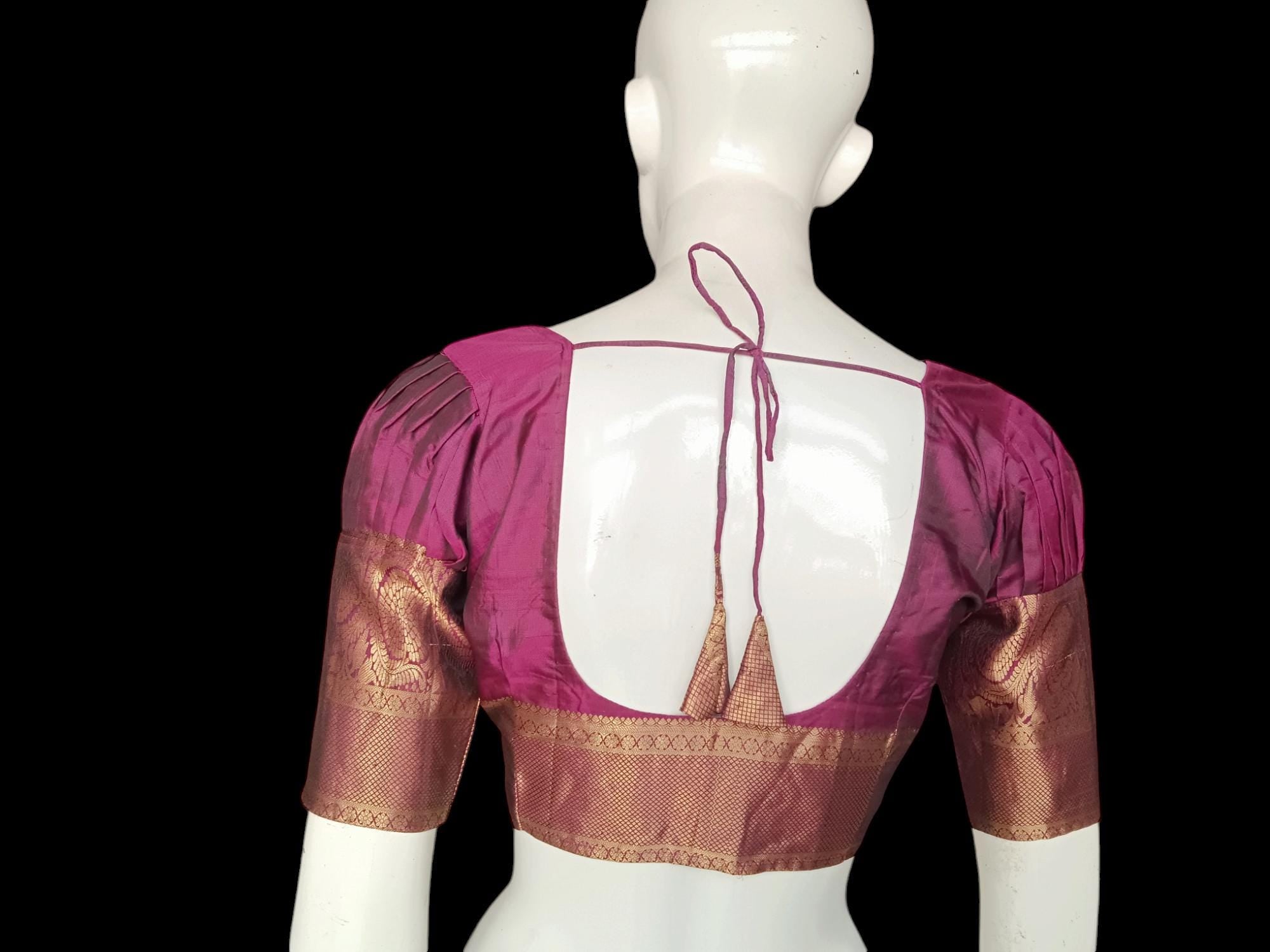 100% Pure Kanjeevaram Purple/Violet Blue Silk Saree With Stitched Readymade Blouse South Indian Saree Wedding Saree Gift for her Kanjeevaram