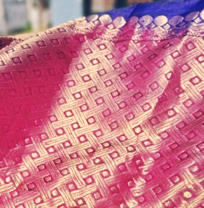 100% Pure Kanjeevaram Purple/Violet Blue Silk Saree With Stitched Readymade Blouse South Indian Saree Wedding Saree Gift for her Kanjeevaram