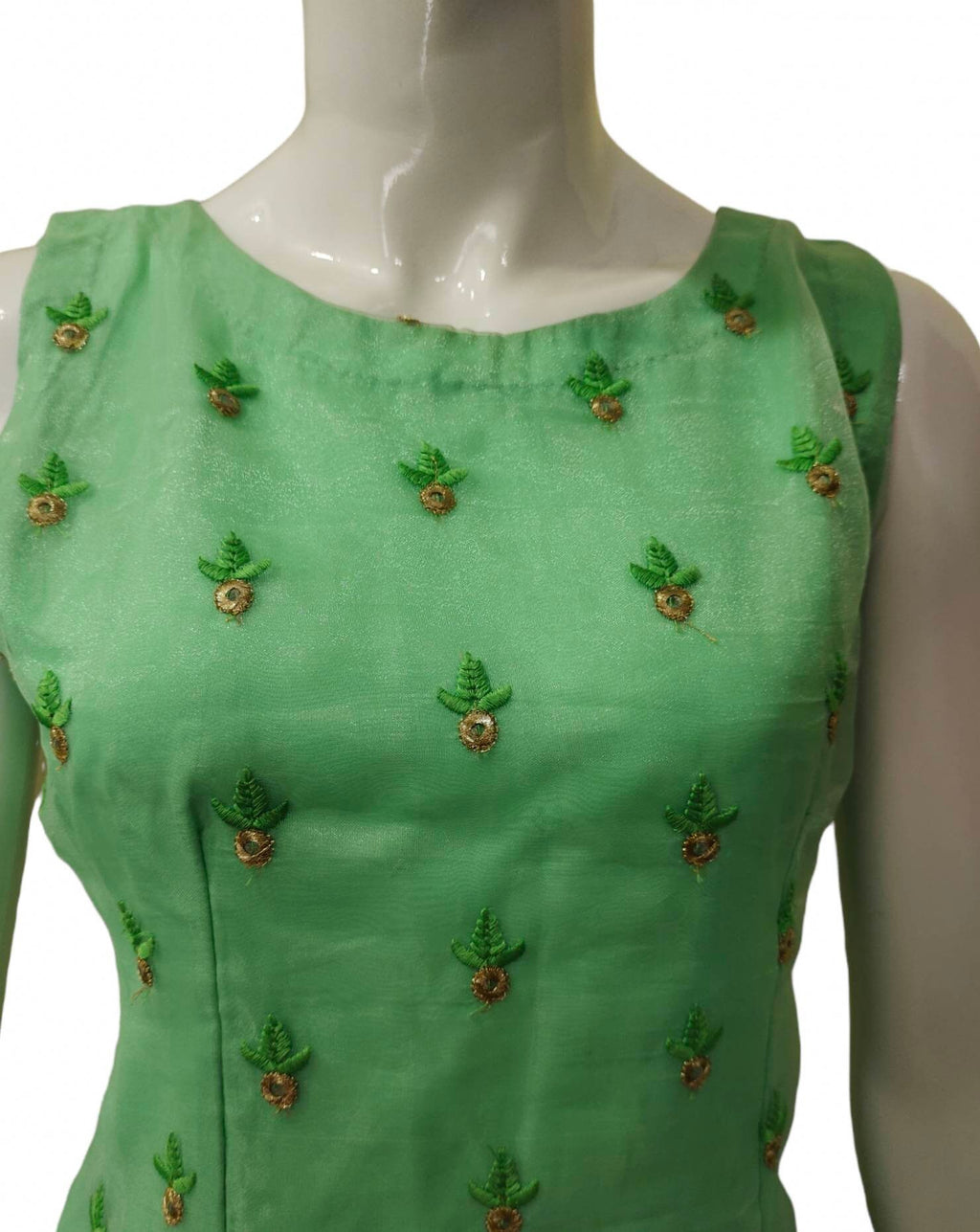 Light green salwar kameez suit organza thread work embroidered cotton Pajami churidar PURE chiffon dupatta festive ethnic puja Bollywood