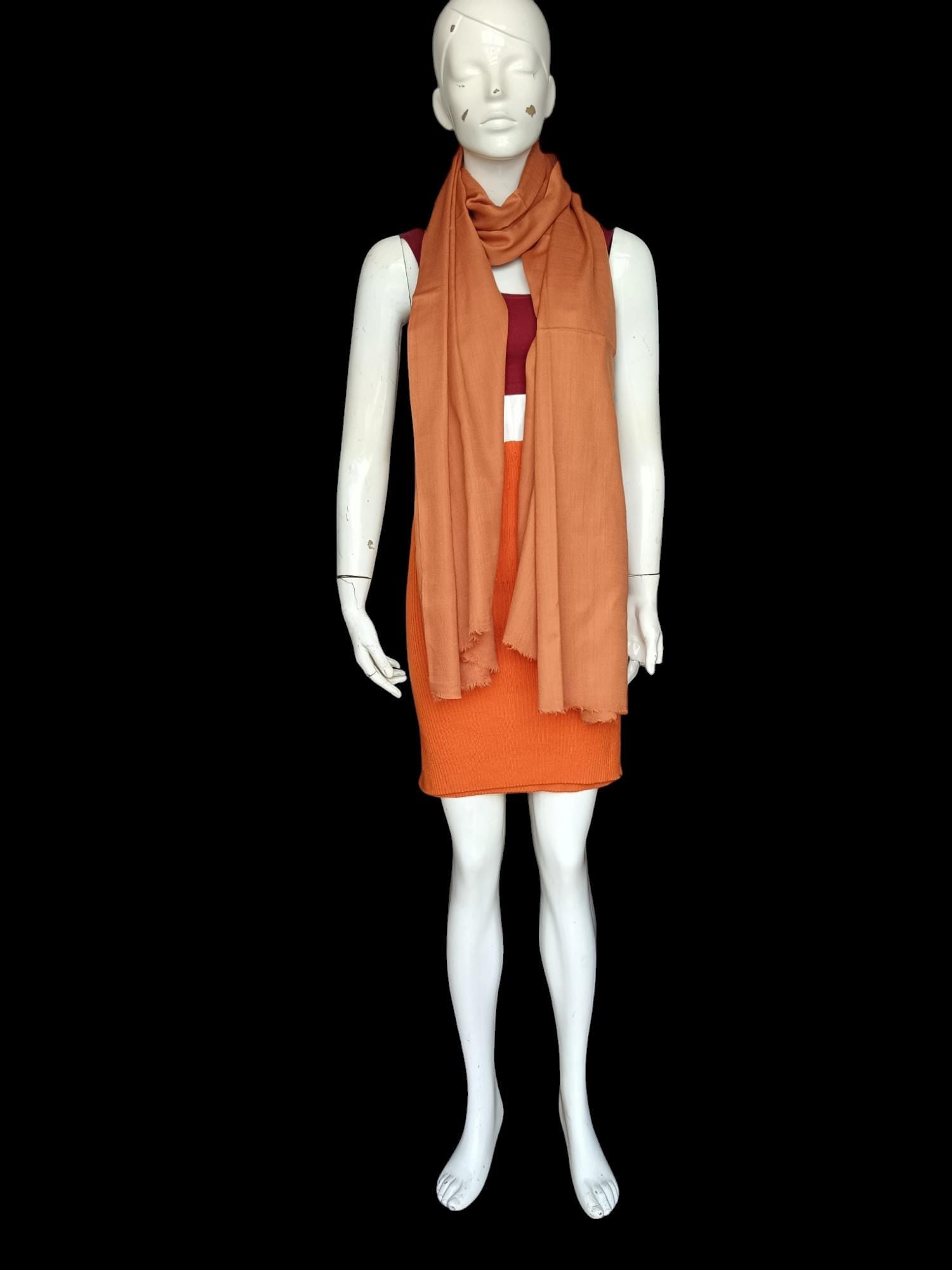 Orange/Bronze Cashmere Pashmina Luxurious Hand woven Soft Shawl/Scarf Touch Lightweight Travel Blanket Vintage Winter Outfit Gift for her