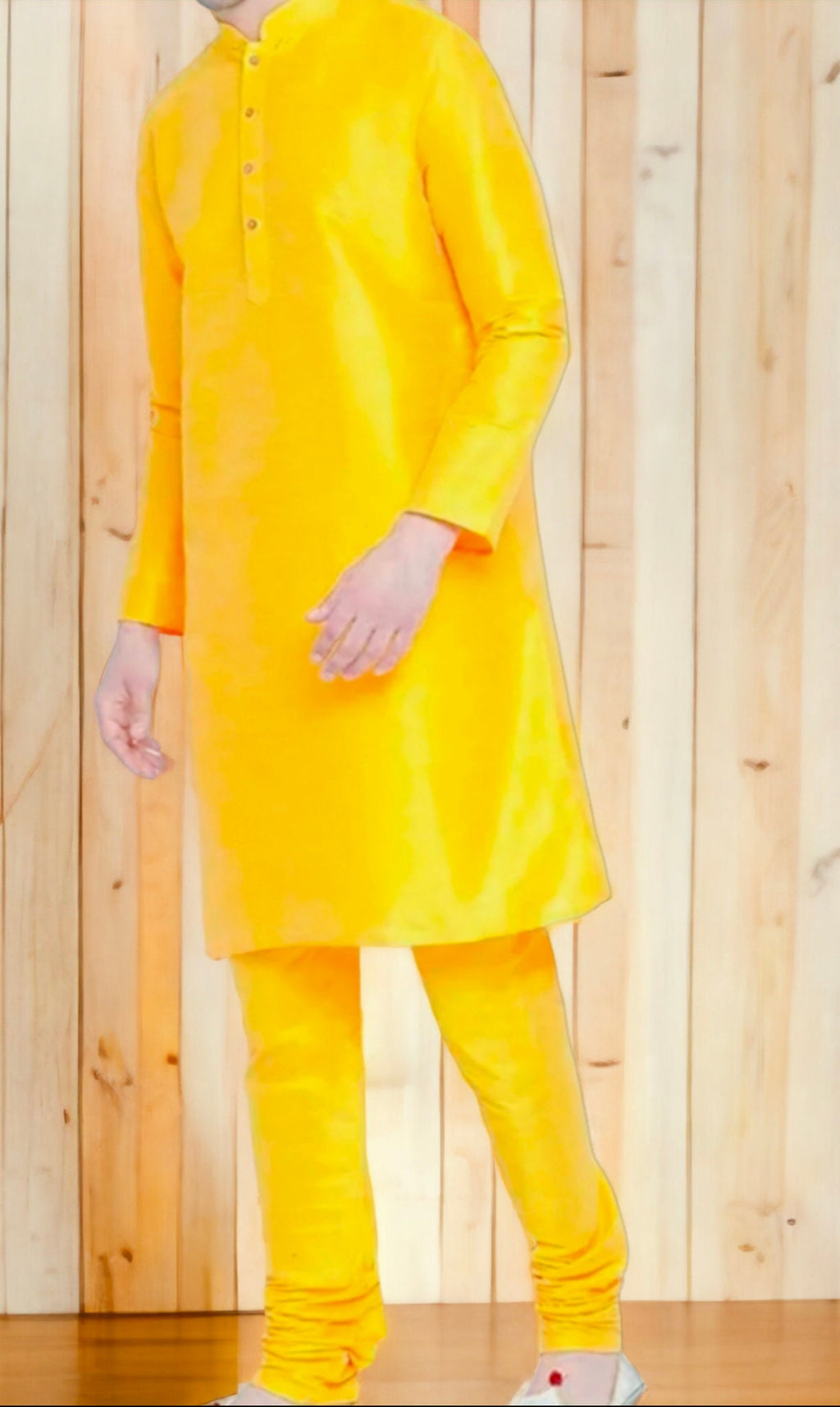 Yellow Silk Kurta Pajama Set for Men Traditional Attire Bollywood Inspired Outfit Comfortable Fabric Puja Wear Wedding Wear Party Wear