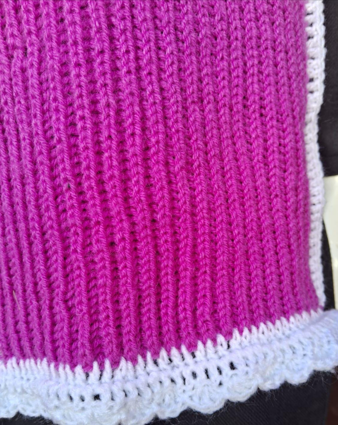 Violet White Hand knitted Woollen Neckwarmer Crochet Design Warm Comfortable to Wear Soft Touch Violet Scarf Vintage Pattern Gift for her