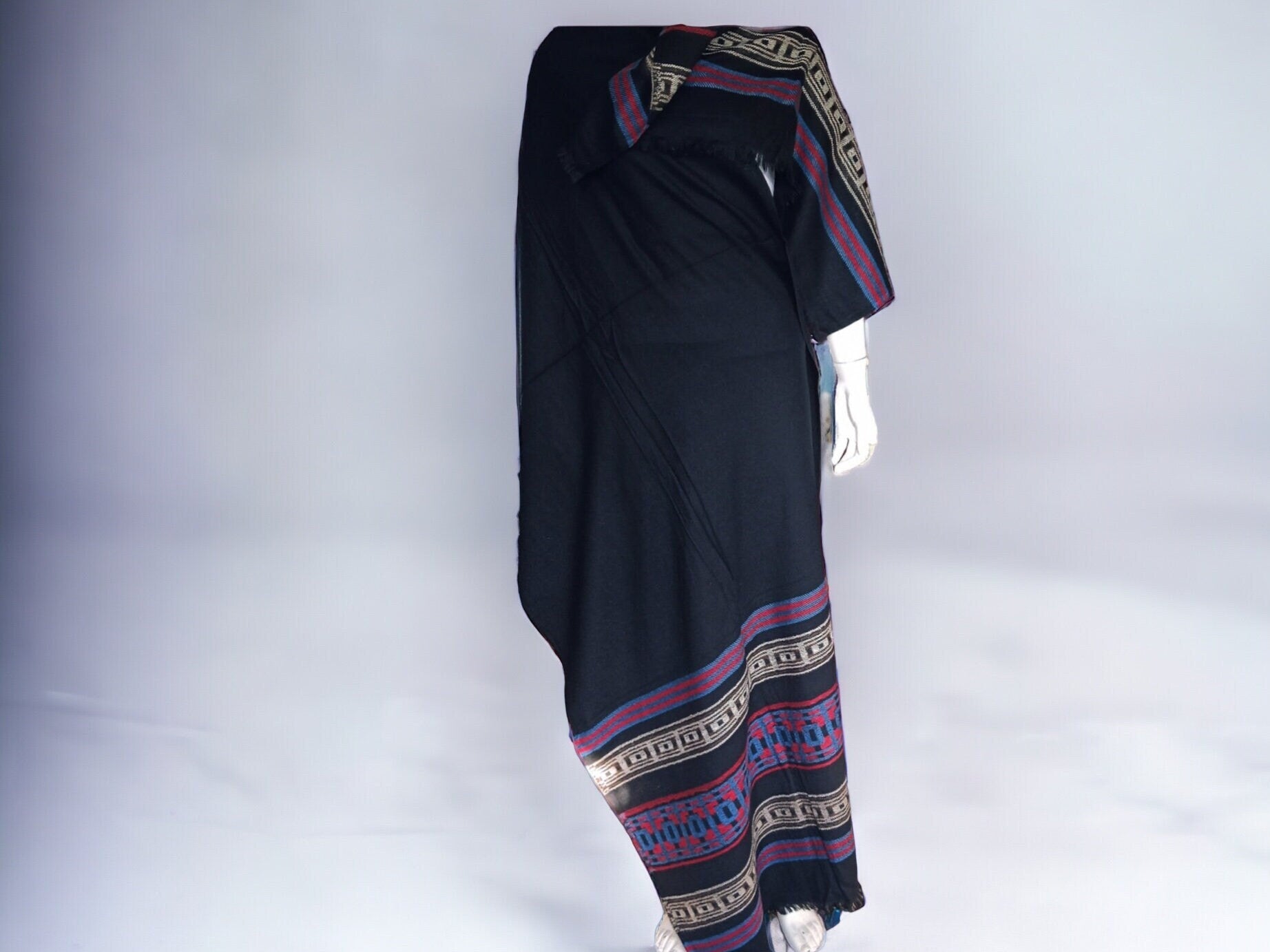 Black Cashmere Pashmina Shawl Hand woven shawl scarf Lightweight Embroidered Soft Touch Neck Warmer Travel Blanket Shoulder Warmer Winter