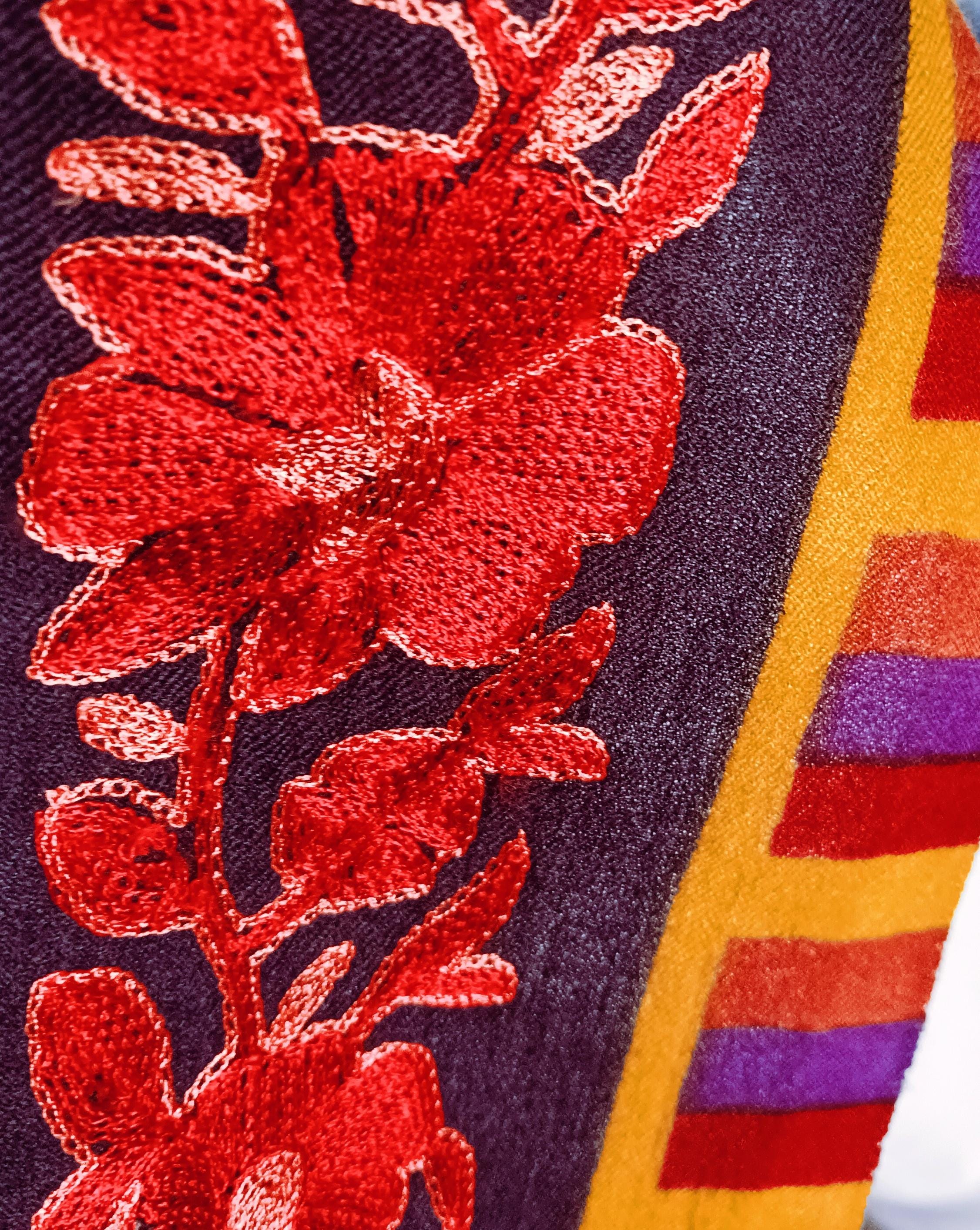 100% Pure Cashmere Pure Pashmina Heavily Embroidered Using Silk Thread Work Hand Woven Hand Work Tie Dye Pattern Black Shawl Red Shawl