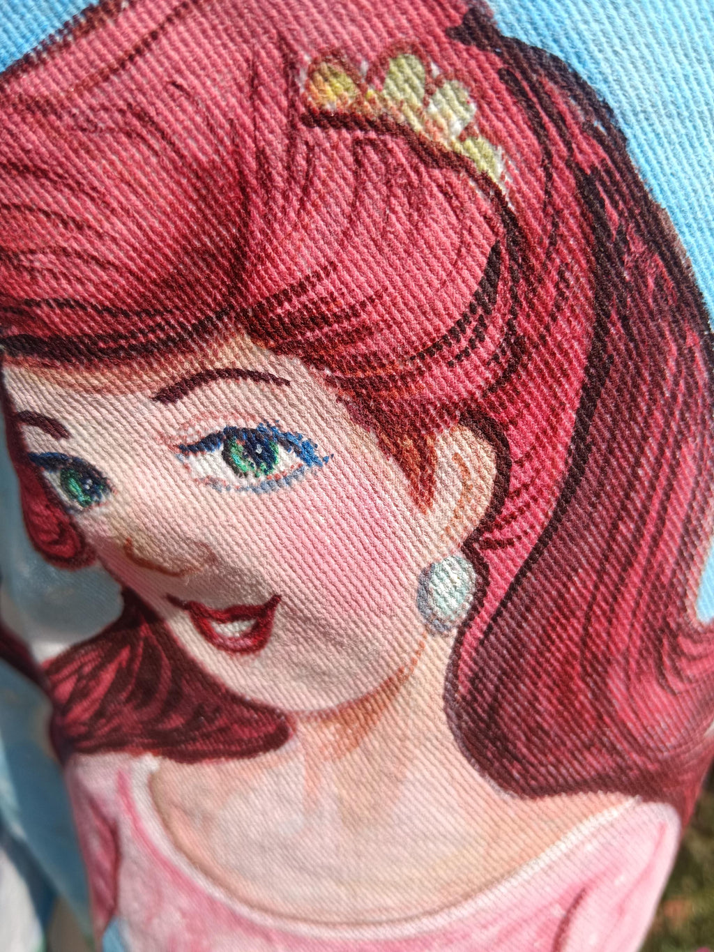 100% Pure White Denim Handpainted Fine Art Princesses Fairy Tales Artistic Party Wear Halloween Wear Birthday Wear Gift For Them