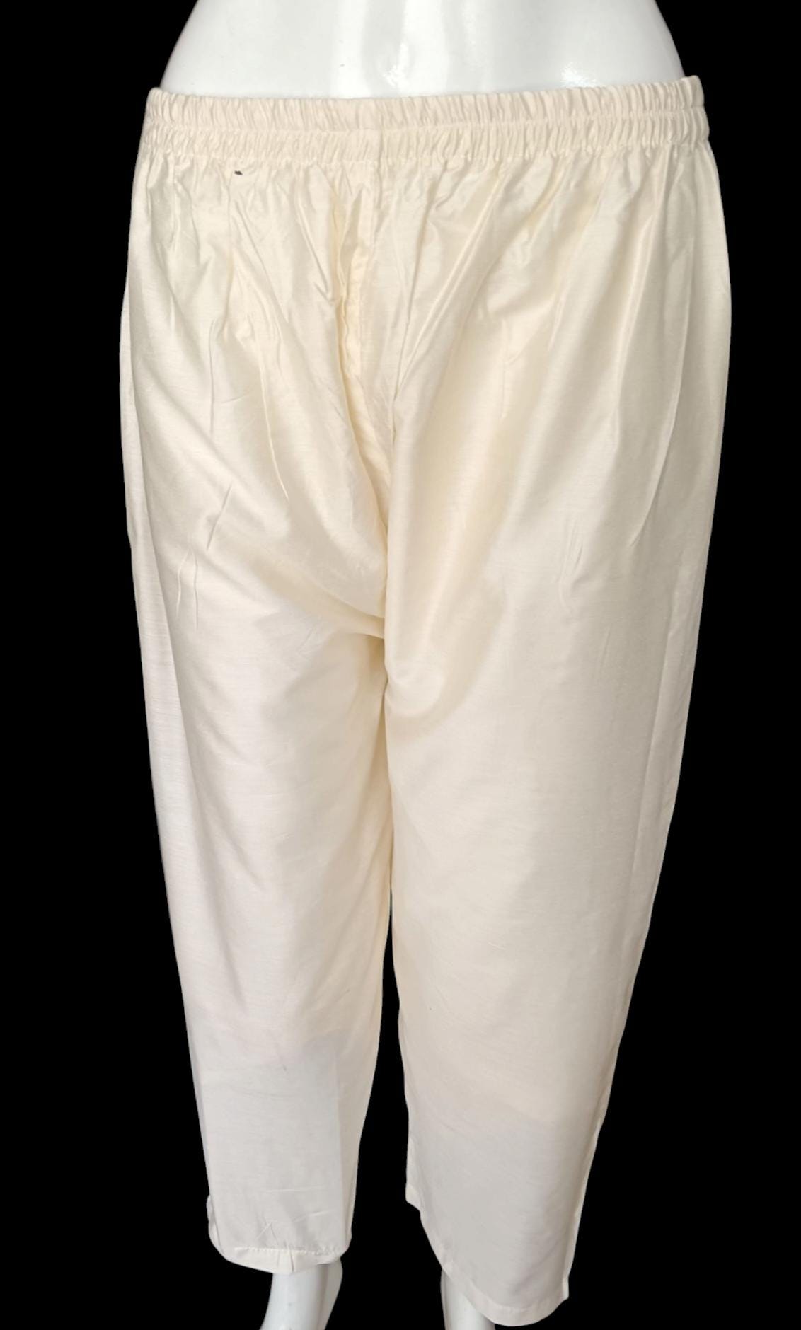 Set of 3 Chanderi Silk Off White Kurta Pant Golden Yellow Banarasi Silk Dupatta beads Work Handmade Kurta Silk Pant With Elasticity Zardozi