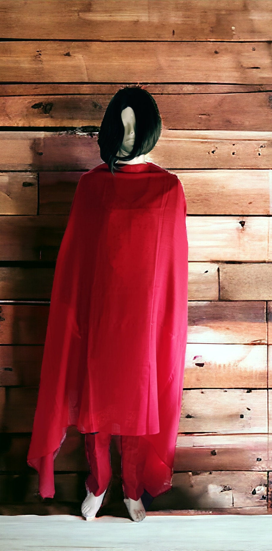 Pack of 3 Red Black Pure Pashmina Suit Shawl Pant Embroidered Kashmiri Free Size Woollen Outfit Stiched Suit Women Outfit Lightweight Shawl