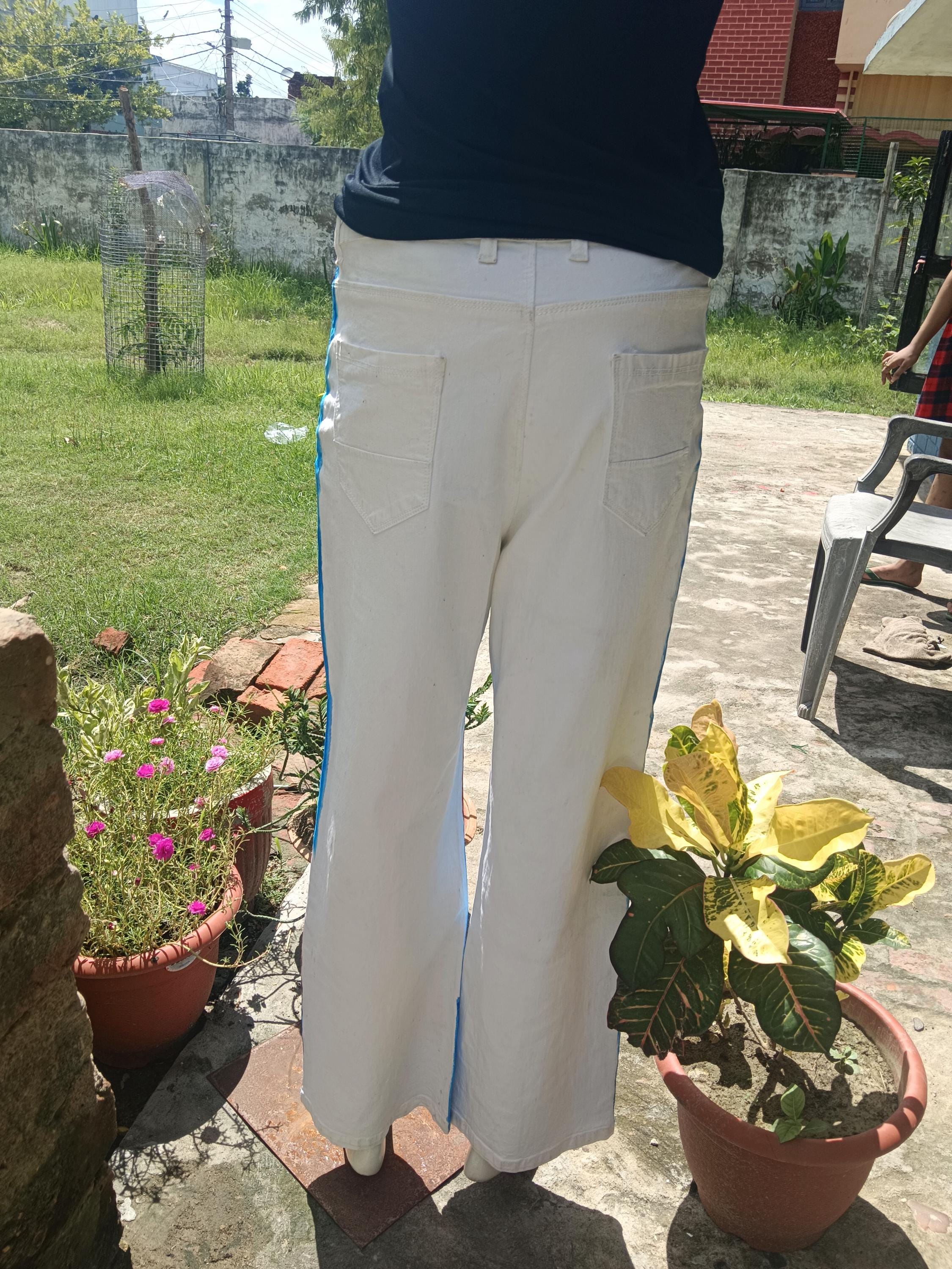 100% Pure White Denim Handpainted Fine Art Princesses Fairy tales Artistic Party wear Halloween Wear Birthday Wear Gift for them