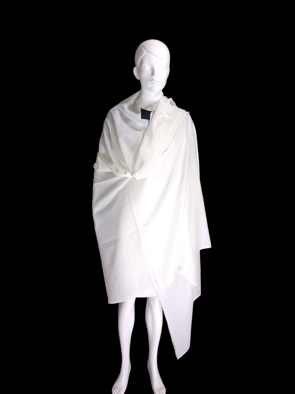 White 100 % Cashmere Pashmina Luxurious Hand woven Shawl/Scarf Unisex Travel Blanket Vintage Winter Outfit Lightweight Designer Neck Warmer