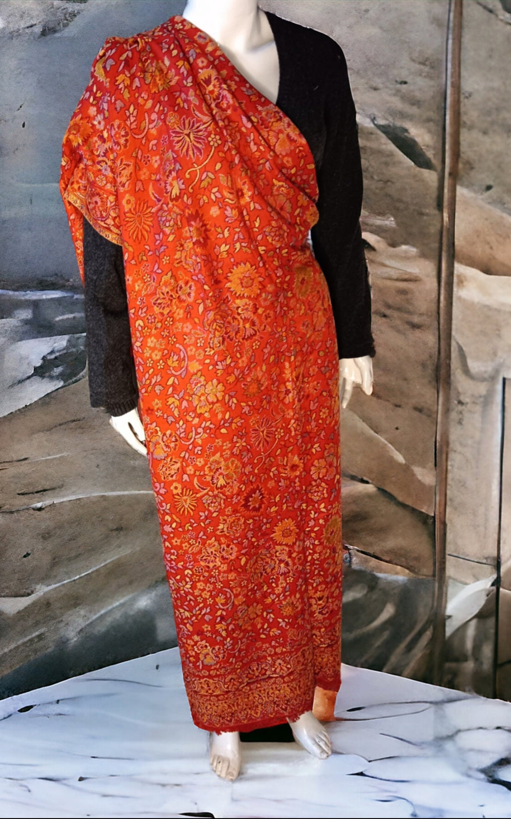 Red kani weave cashmere shawl scarf neck warmer shoulder Warmer travel blanket vintage winter outfit wedding cashmere shawl kani shawl