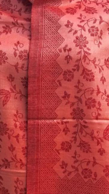 Peach Red Woollen Cashmere Blend Handcrafted Scarf/Shawl Floral Design Lightweight Warm Gift for her Embroidery All Over Indian Shawl/Scarf