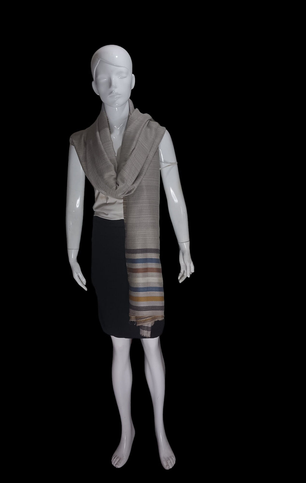 Brown Grey 100 % Cashmere Pashmina Luxurious Reversible Hand woven unisex Shawl Scarf Travel Blanket Vintage Winter Outfit Lightweight Soft