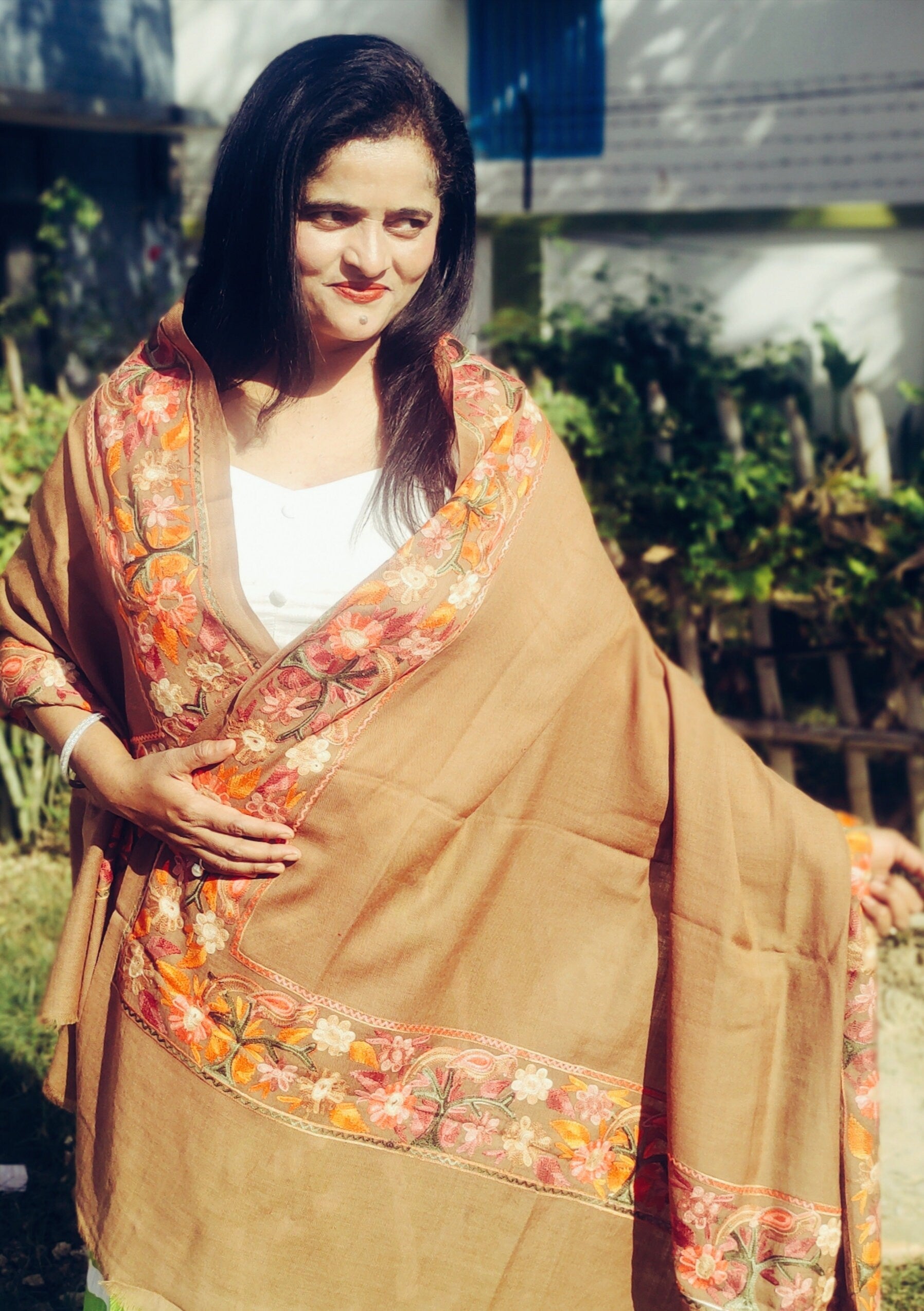 Beige Semi Pashmina Shawl Scarf Neck Warmer Shoulder Warmer Travel Blanket Lightweight Cashmere Shawl Winter Outfit Minimalist Design