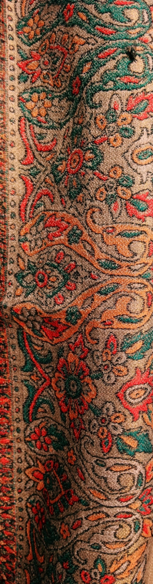 Golden Brown Floral Embroidered 100% Cashmere Pashmina Luxurious Hand woven Shawl/Scarf Lightweight Soft Touch Winter Outfit Cashmere