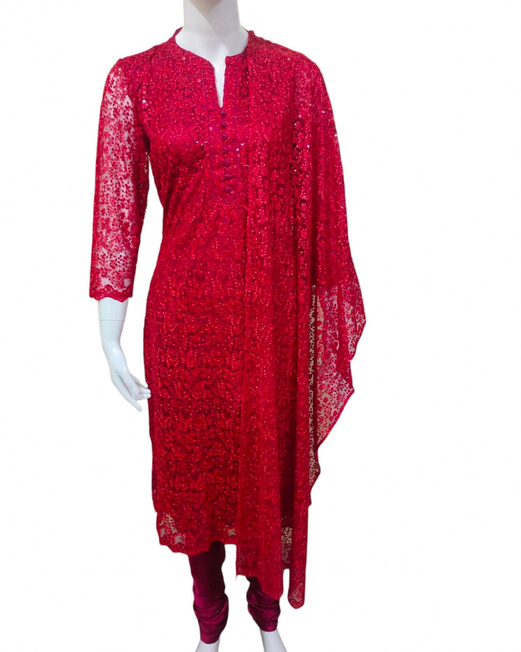 Ready to wear Salwar Kameez for women Red colour kurti Maroon Pajami with dupatta Indian Bollywood Satin Pajami Festive Puja wear