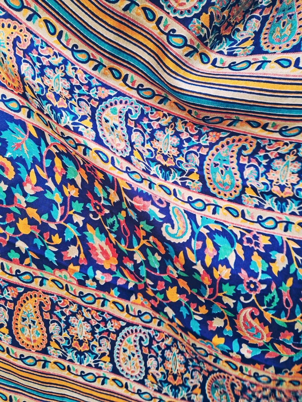 Blue Floral Design Printed Kashmiri Handloom Saree With Unstitched Blue Kashmiri Blouse Colourful Pattern Floral Pattern Gift for Her