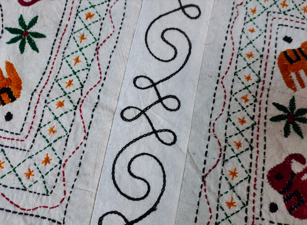 Cotton Beige Thread Work Embroidered Handmade Queen Size Bedsheet With Two Matching Pillow Covers Pack Of 1 Indian Style Bedsheet Bohemian