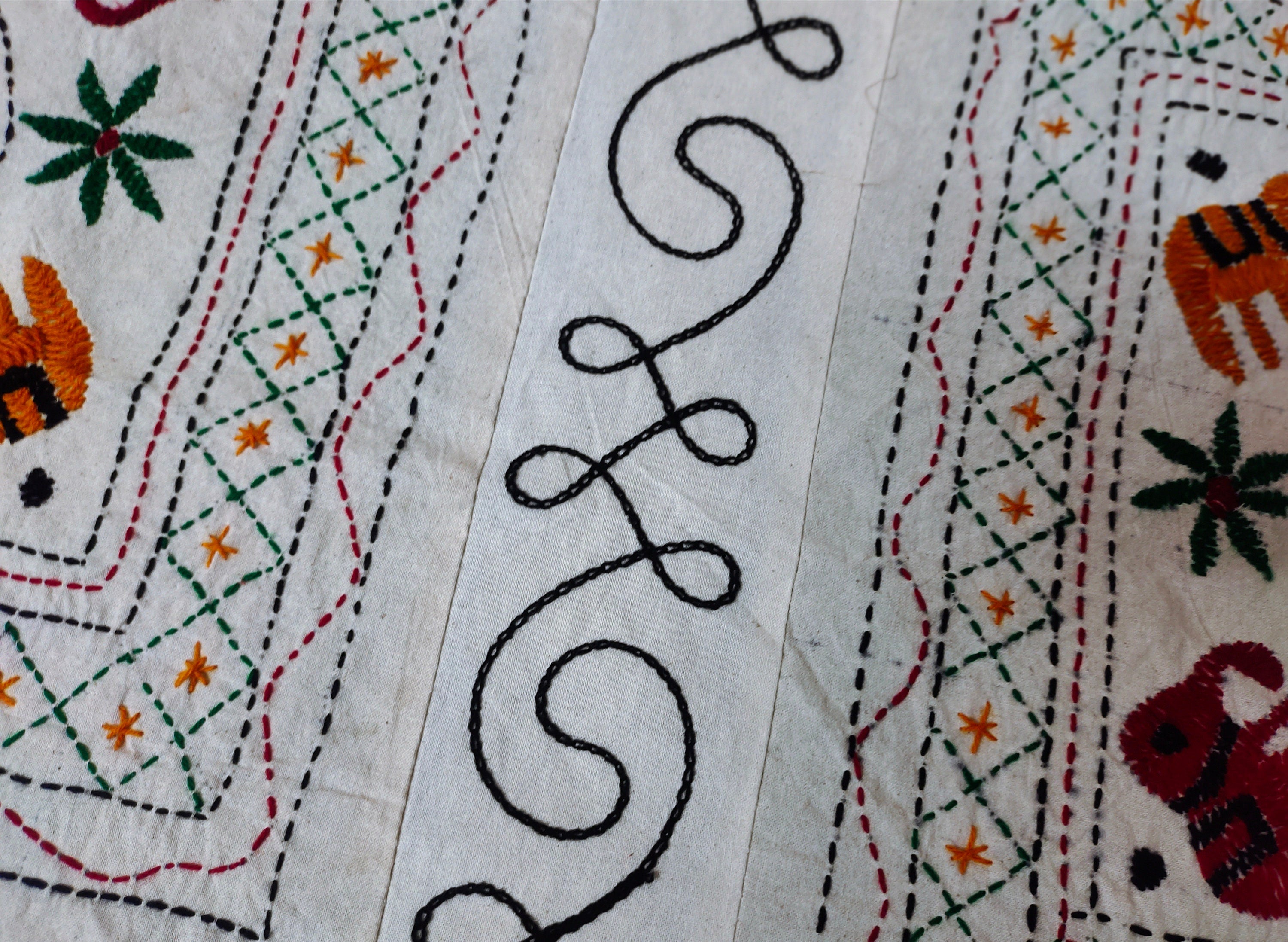 Cotton Beige Thread Work Embroidered Handmade Queen Size Bedsheet With Two Matching Pillow Covers Pack Of 1 Indian Style Bedsheet Bohemian