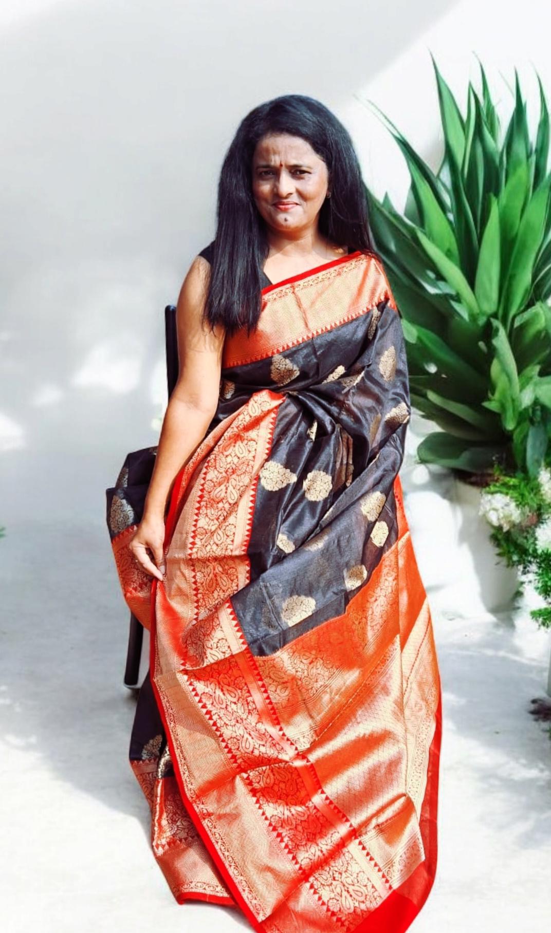 Red Black Silk Saree Zardozi Border Zardozi Work All Over Saree With Unstitched Red Silk Zardozi Border Blouse Women Wear Wedding Wear