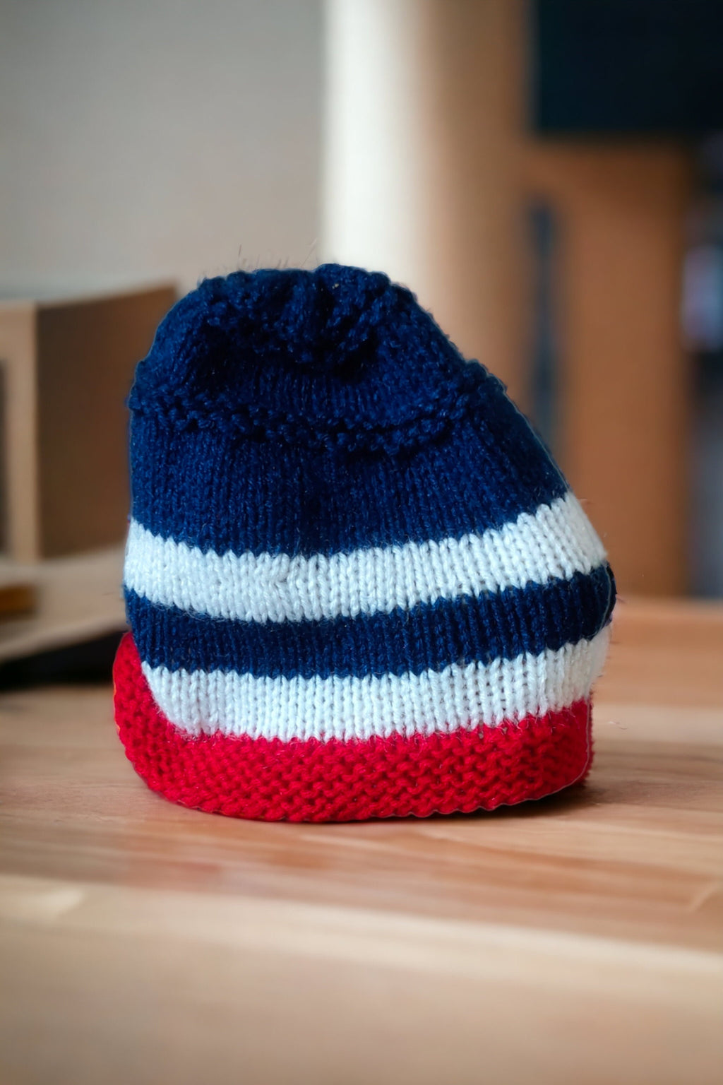 100% Wool Handmade Blue Red White Sweater Beanie / Cap Socks For Boys And Girls Winter Outfit Comfortable Sweater Soft Wool Purely Handmade