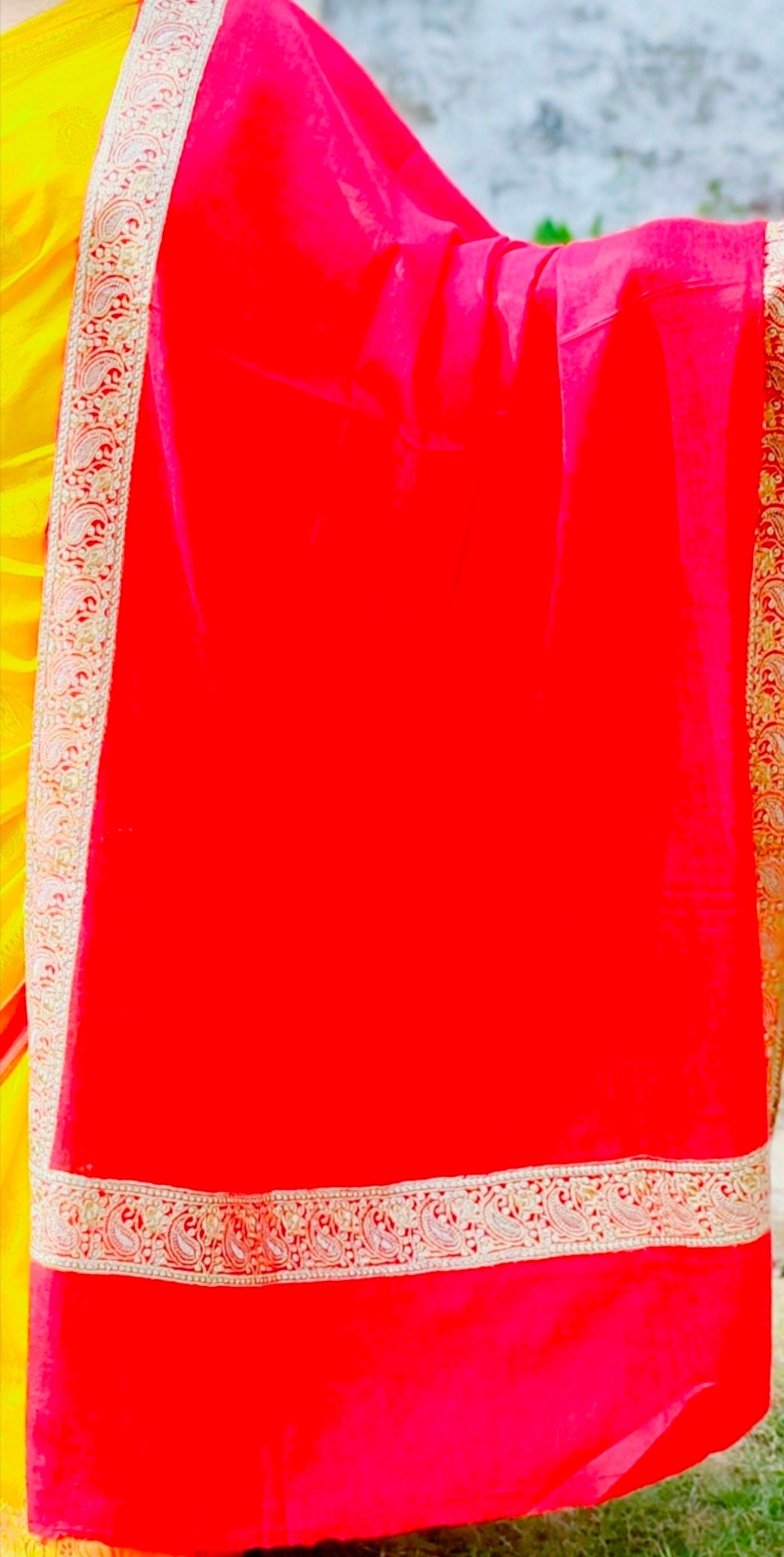 Pure Cashmere Pashmina Luxurious Red Hand Woven Pure Zari Work Bridal Shawl Dupatta Scraf 100% Cashmere Lightweight Luxurious Shawl Wedding