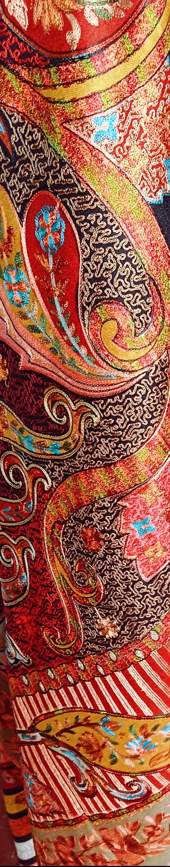 100% Pure Cashmere Pure Pashmina Heavily Embroidered Using Silk Thread Golden Zardozi Work Hand Woven Hand Work Tie Dye Pattern Black Shawl