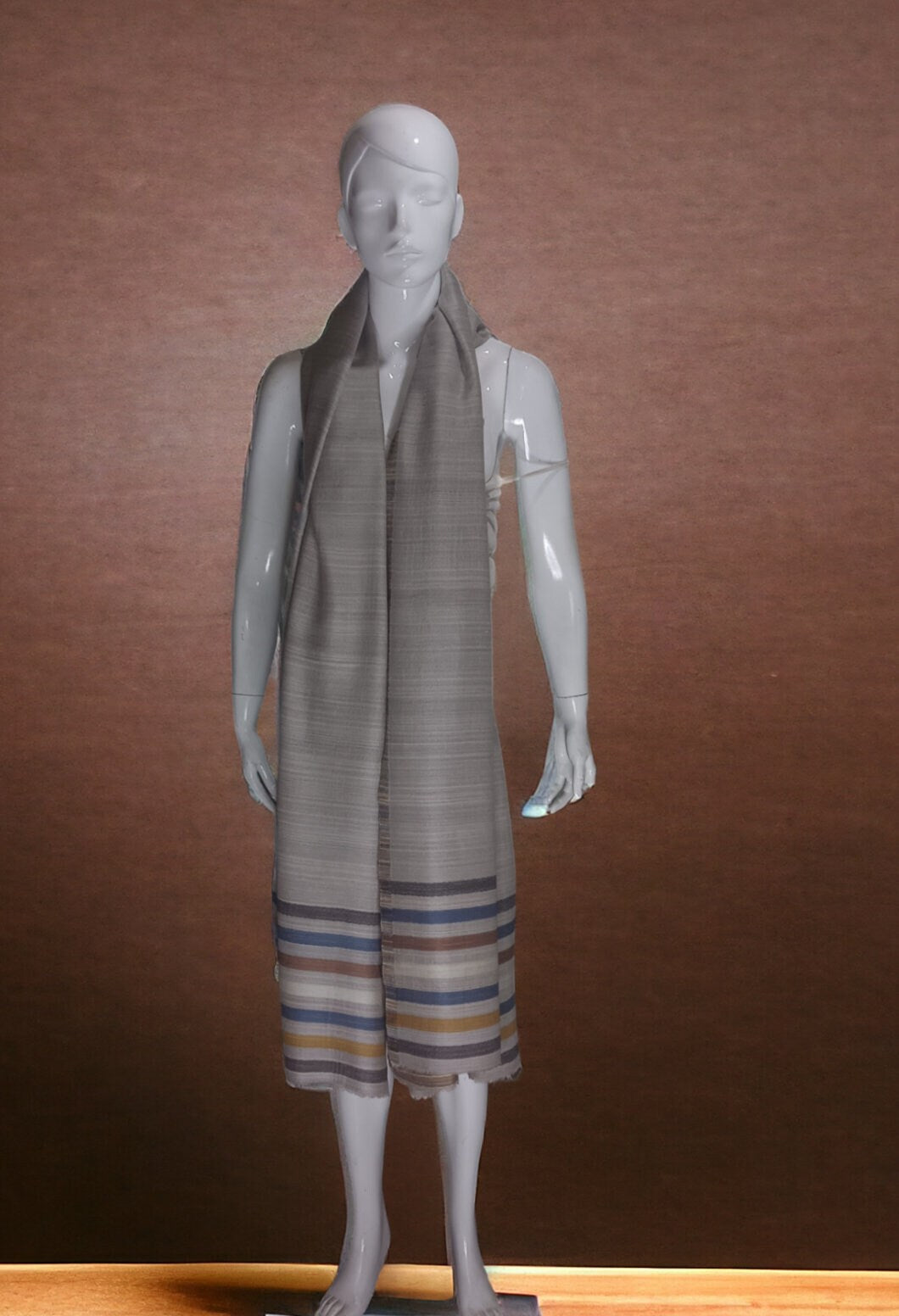 Brown Grey 100 % Cashmere Pashmina Luxurious Reversible Hand woven unisex Shawl Scarf Travel Blanket Vintage Winter Outfit Lightweight Soft