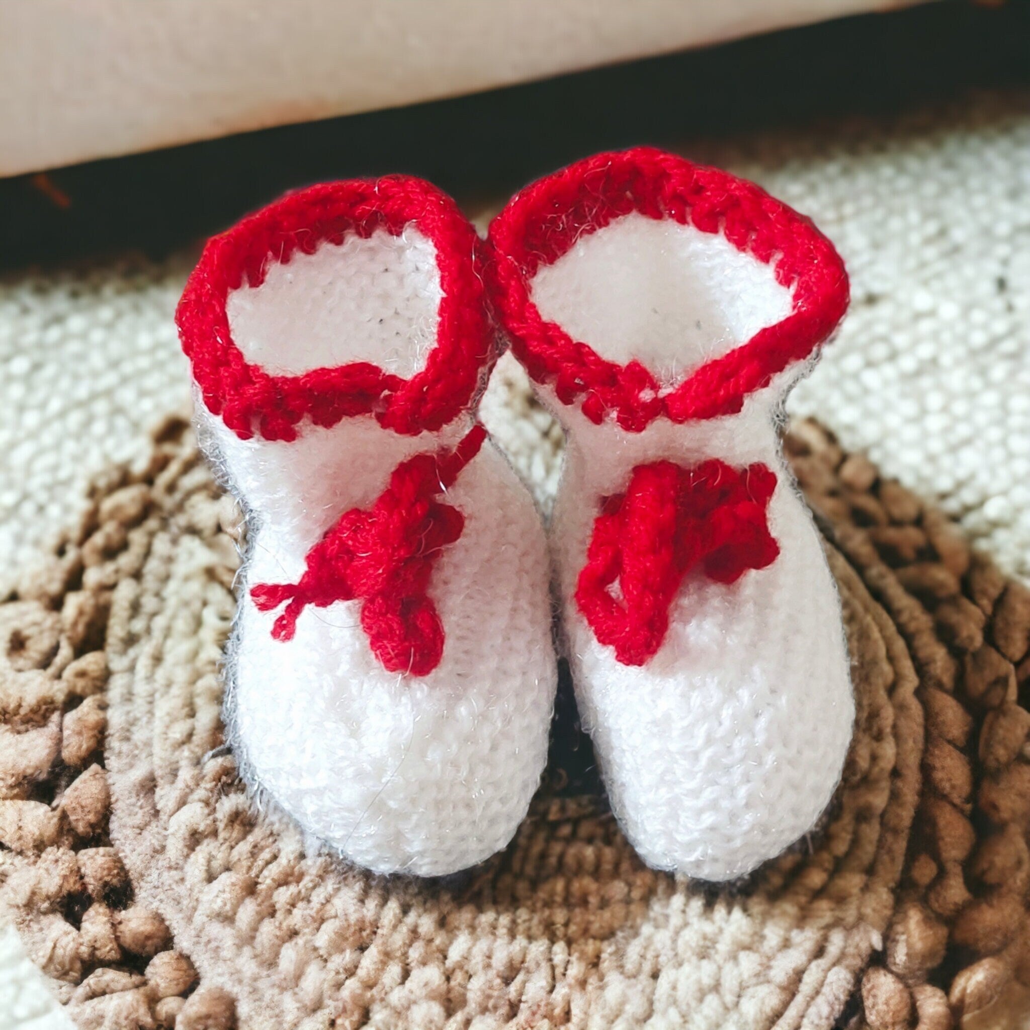 100 % Wool Handmade Red White Buttoned Sweater Beanie / Cap Socks For Boys And Girls Christmas Inspired Winter Outfit Comfortable Sweater