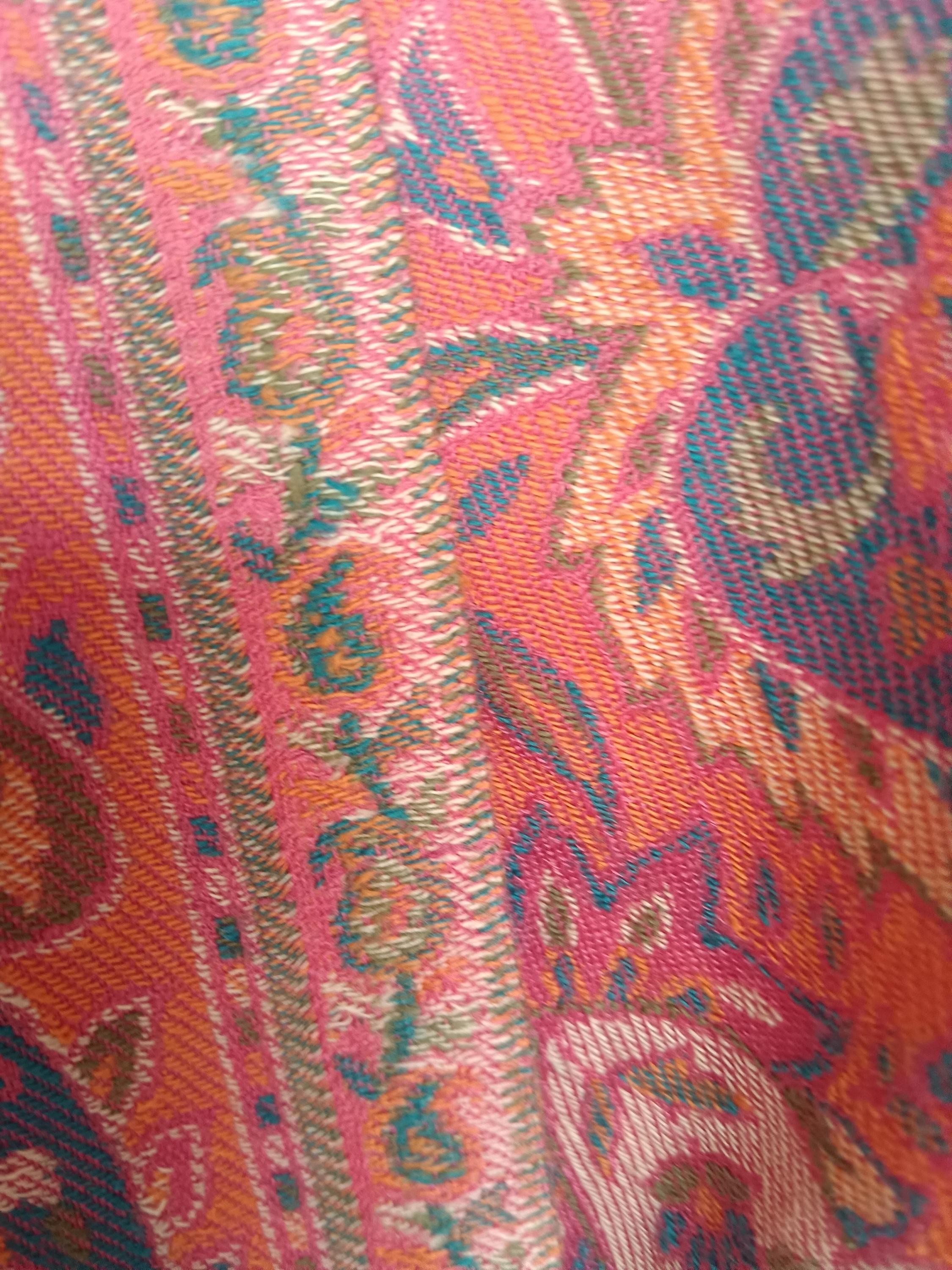 Coral/Baby Pink With Orange Embroiderey Cashmere Pashmina Luxurious Hand Woven Shawl Pure Pashmina Lightweight Luxurious Shawl Soft Scarf