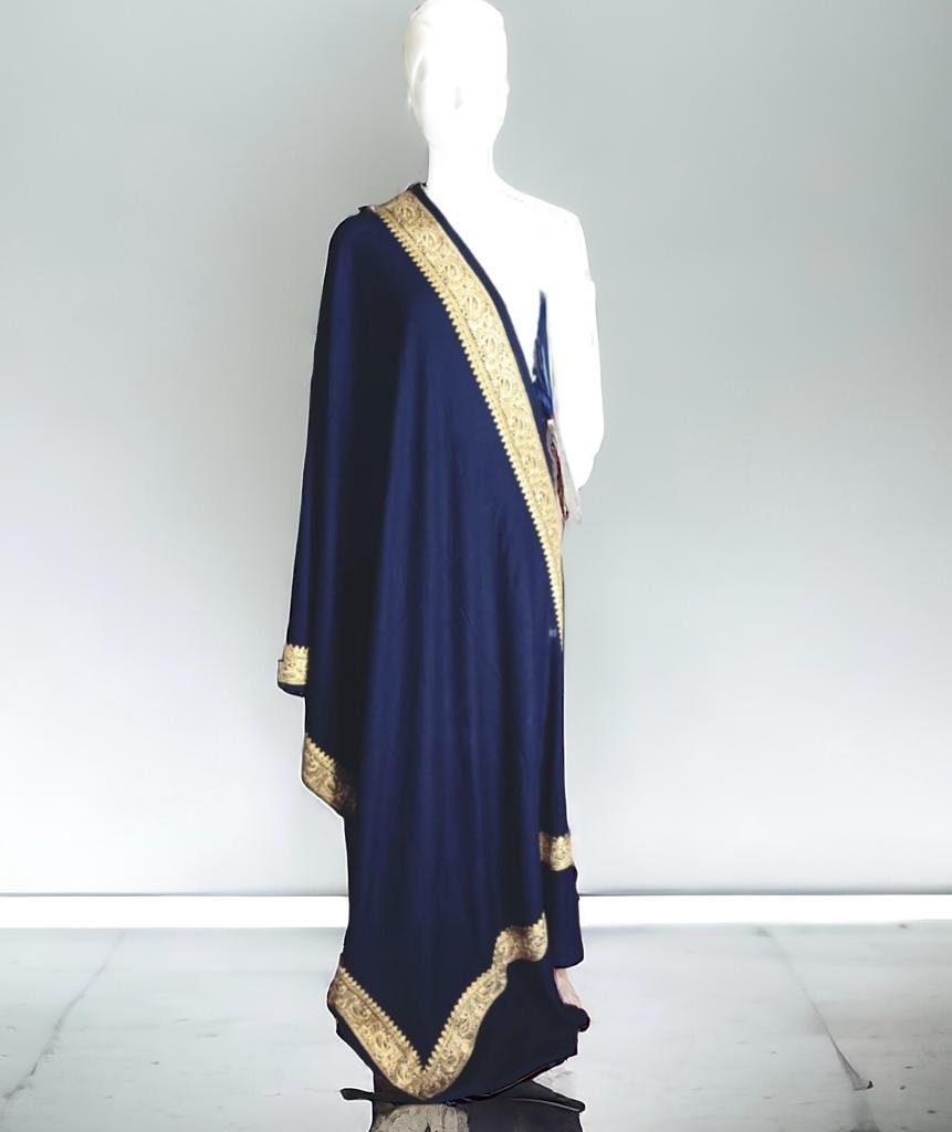 Blue 100% Cashmere Pashmina Luxurious Hand woven Zardozi Embroidered Shawl Scarf Travel Blanket Vintage Pure Cashmere Pure Pashmina