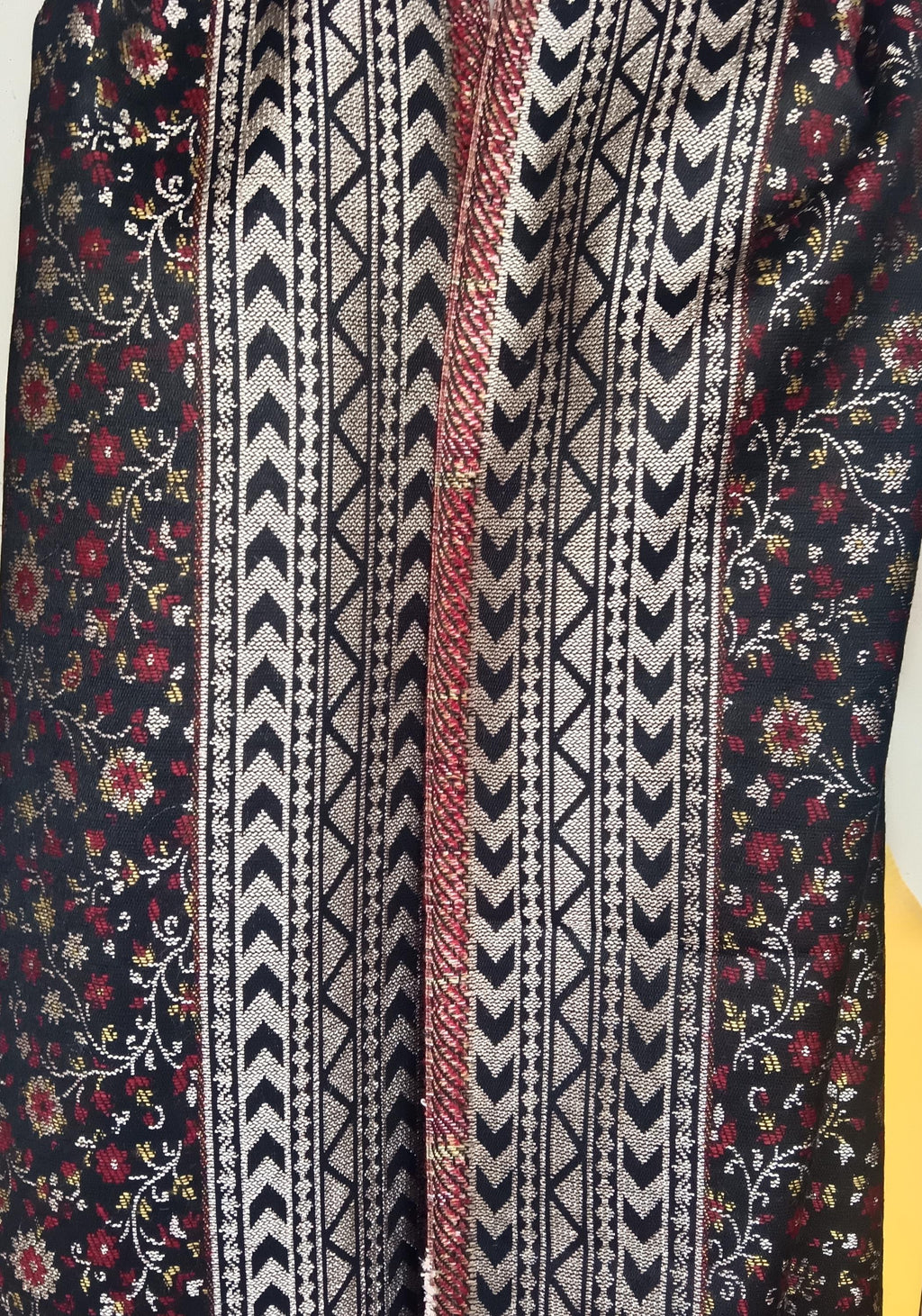 Black Cashmere Wool Colourful Floral Embroidered Silver Zardozi Bordered Stole/Shawl Kashmiri Outfit Comfortable to Wear Lightweight Warm