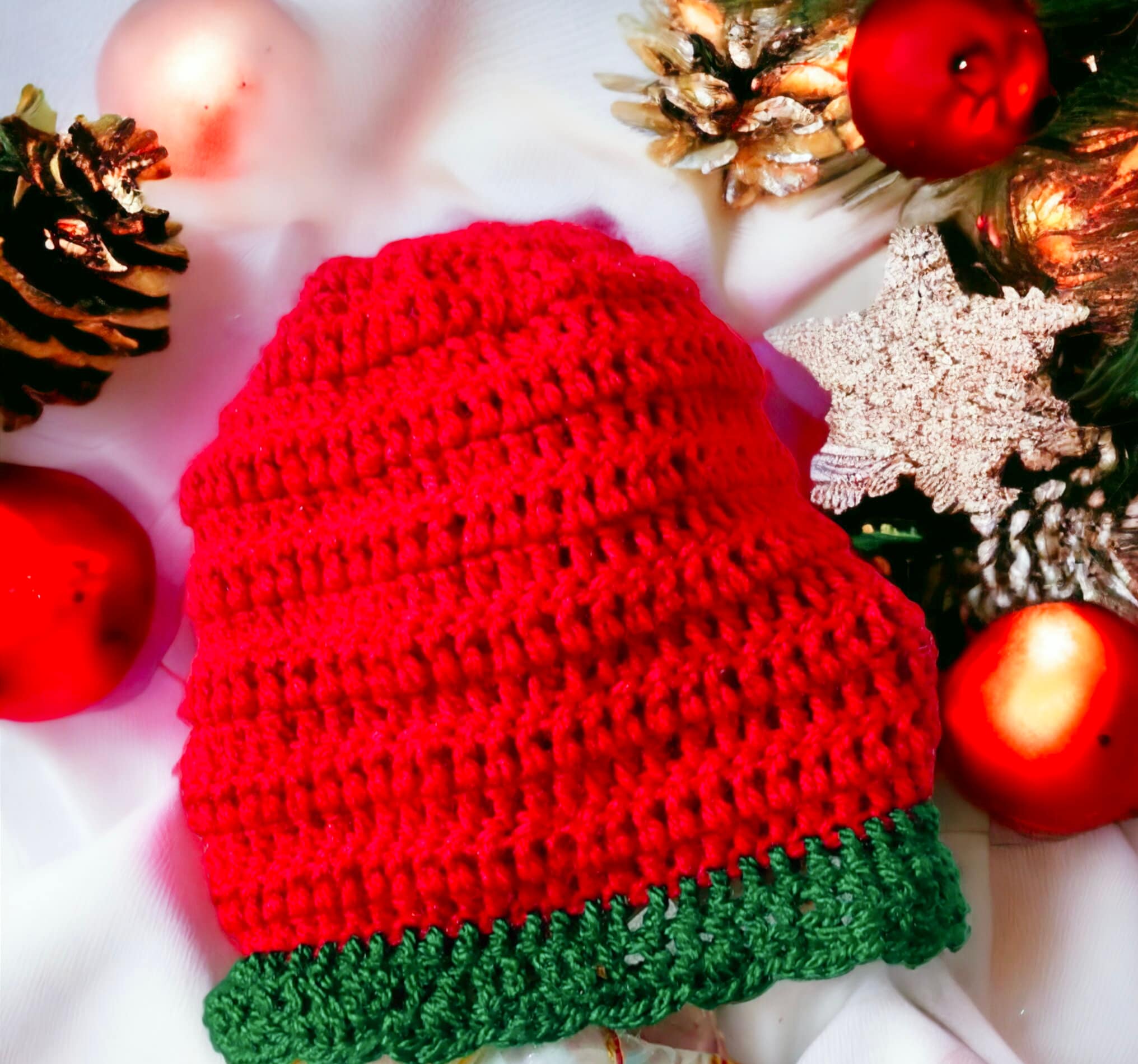 Handmade Woollen Red Green Crochet Dress For kids With Woollen Matching Beanie/Cap And Woollen Shoes Christmas Dress Christmas Party Winter