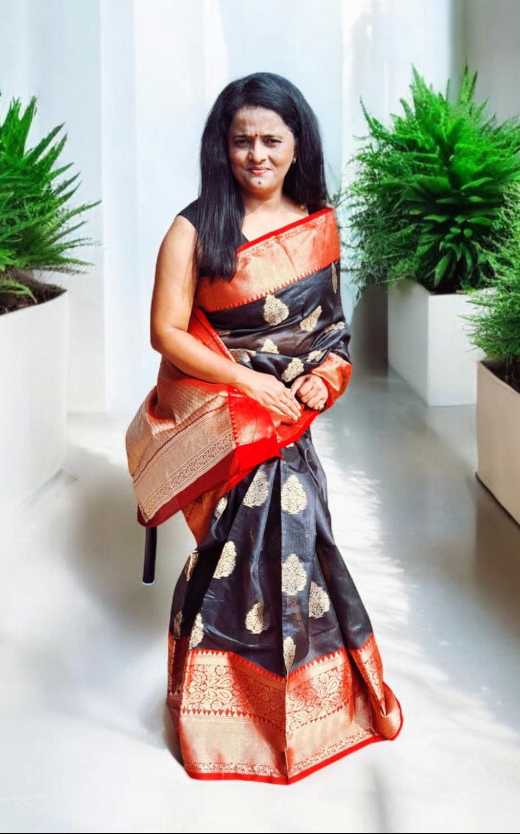 Red Black Silk Saree Zardozi Border Zardozi Work All Over Saree With Unstitched Red Silk Zardozi Border Blouse Women Wear Wedding Wear