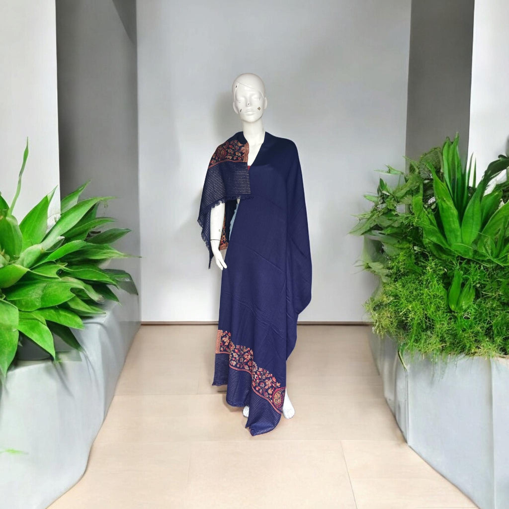 Blue Red Hand Embroidered Cashmere Pashmina Stoll/Shawl Winter Outfit Kashmiri Shawl Kashmiri Stole Soft Touch Lightweight Gift for her