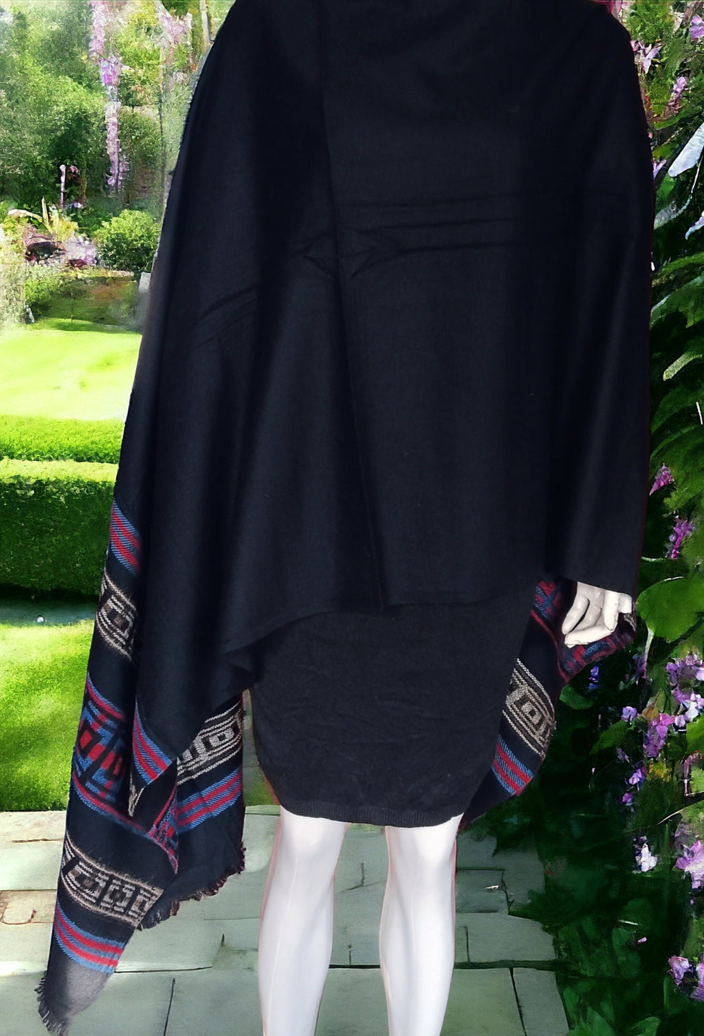 Black Cashmere Pashmina Shawl Hand woven shawl scarf Lightweight Embroidered Soft Touch Neck Warmer Travel Blanket Shoulder Warmer Winter