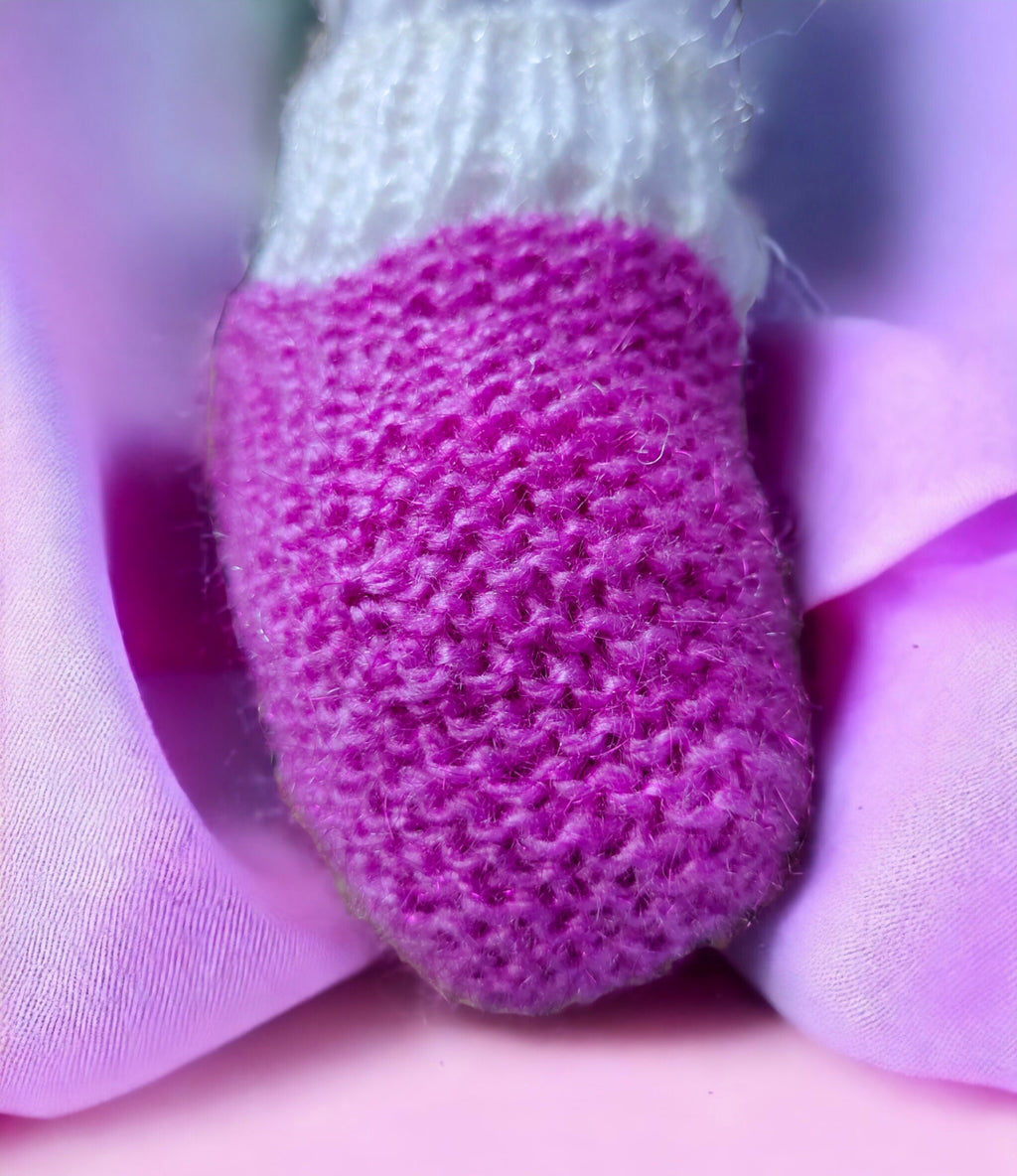 Baby Girls and Baby Boys Lavender White Casual Handmade Woollen Buttoned Sweter, Cap/Beanies And Shoes Winter Outfit Comfortable Sweater