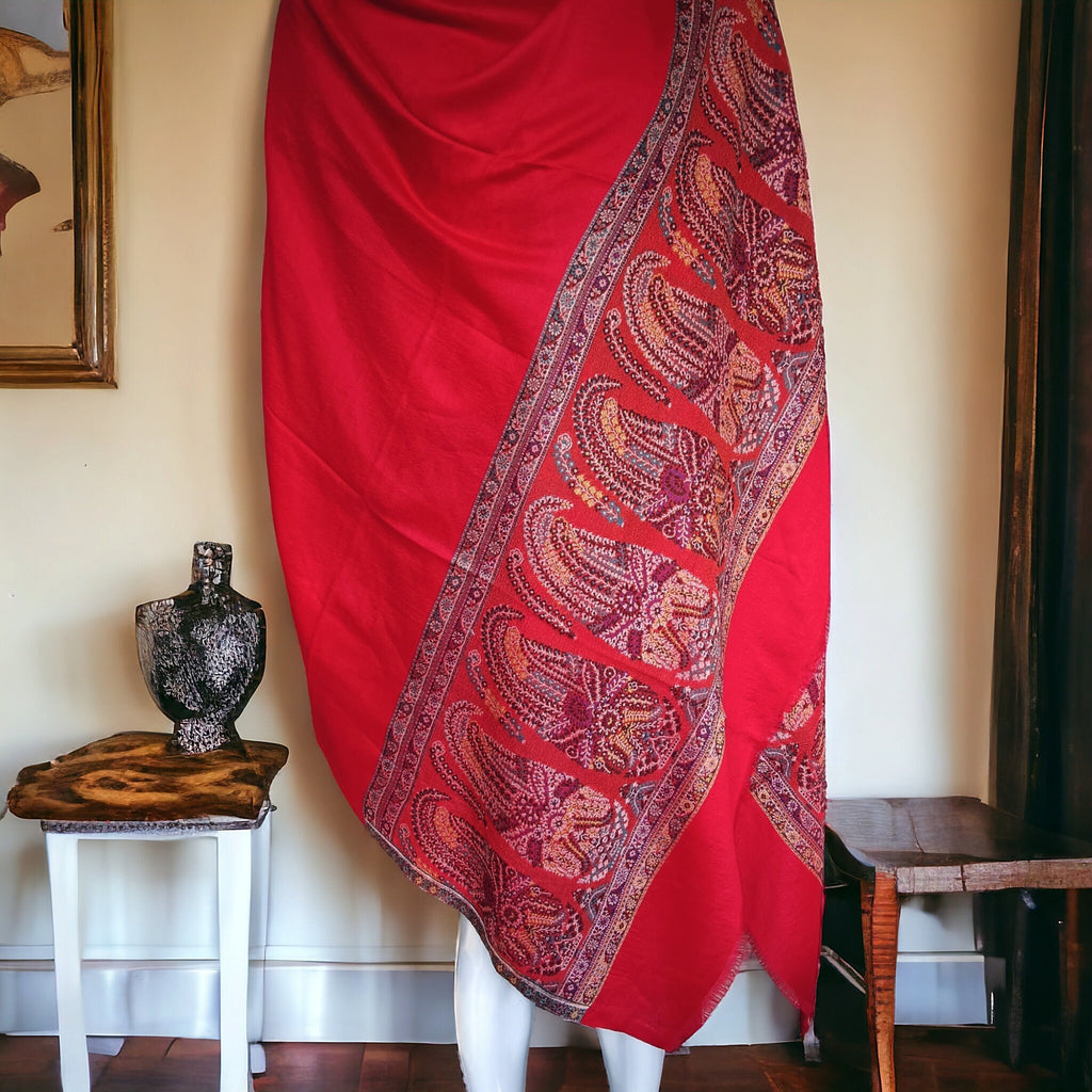 Pure Cashmere Pashmina Luxurious Red Handwoven shawl 100% Cashmere Lightweight Luxurious Shawl Soft Touch Neck Warmer Travel Blanket Cozy