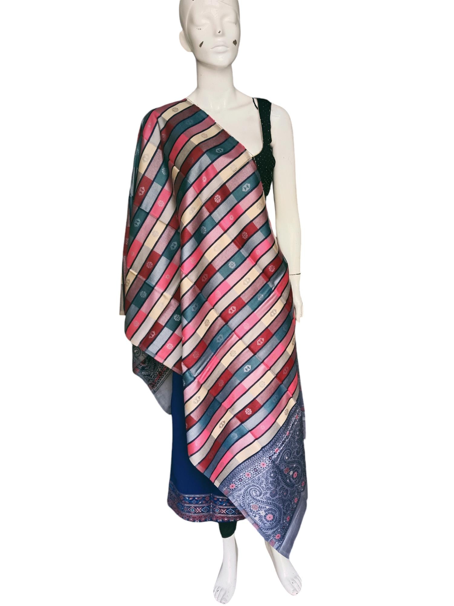 Gray Pink Cashmere Pashmina Shawl Hand woven shawl scarf Lightweight Embroidered Soft Touch Neck Warmer Travel Blanket Shoulder Warmer