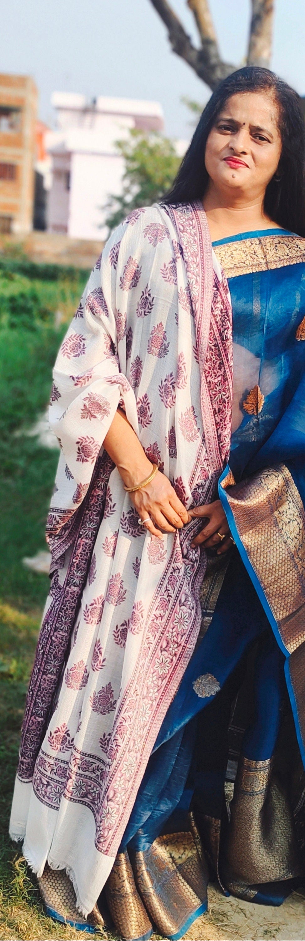 White Lavender 100% Cashmere Pashmina Hand Woven Shawl Neck Warmer Lightweight Soft Material Pure Cashmere Luxurious Shawl Shoulder Warmer