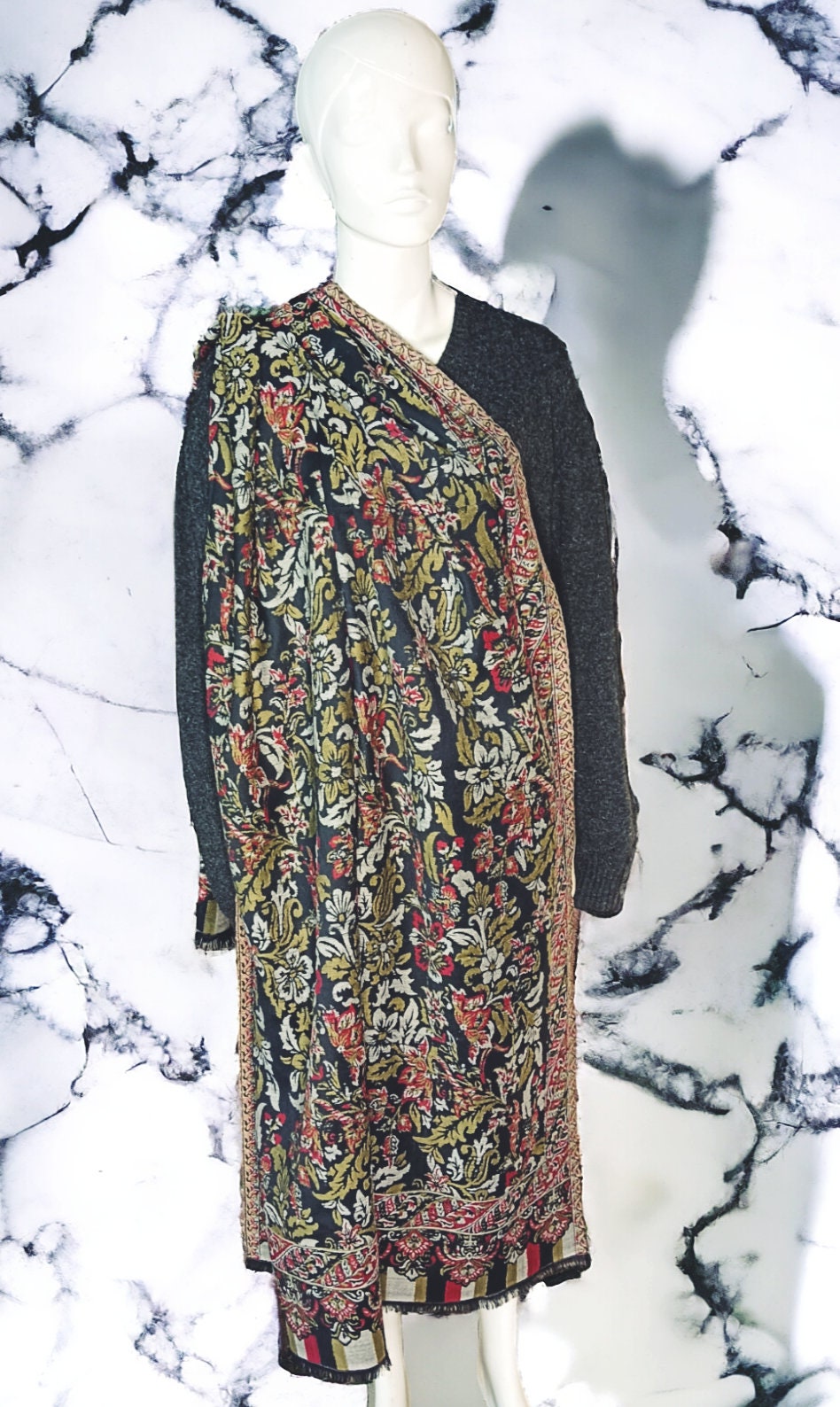 Black kani weave 100 % Cashmere Pashmina Luxurious Cashmere shawl/Scarf Vintage neck warmer shoulder Warmer travel blanket Winter outfit