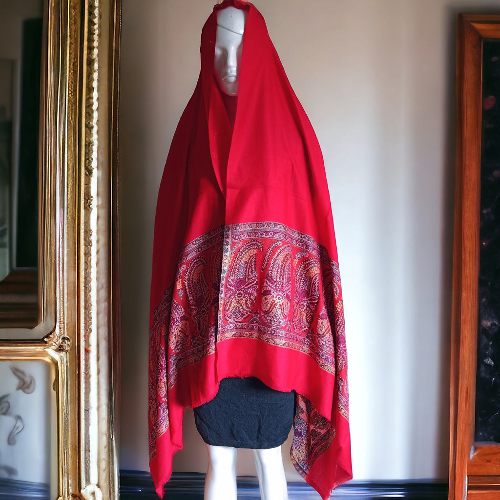 Pure Cashmere Pashmina Luxurious Red Handwoven shawl 100% Cashmere Lightweight Luxurious Shawl Soft Touch Neck Warmer Travel Blanket Cozy
