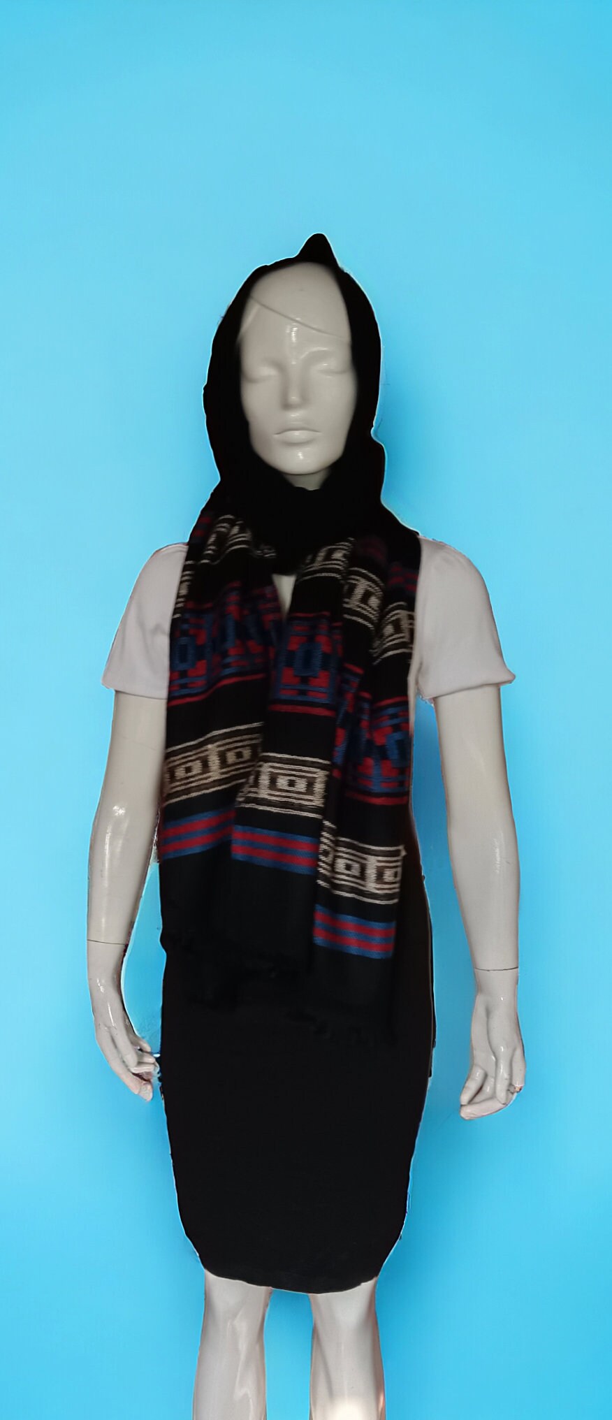 Black Cashmere Pashmina Shawl Hand woven shawl scarf Lightweight Embroidered Soft Touch Neck Warmer Travel Blanket Shoulder Warmer Winter