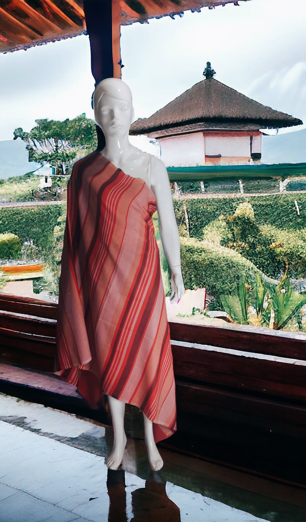 Red Stripe Pattern 100 % Cashmere Pashmina Luxurious Hand Woven Shawl/Scarf/Travel Blanket Vintage Winter Outfit Wedding Anniversary Party