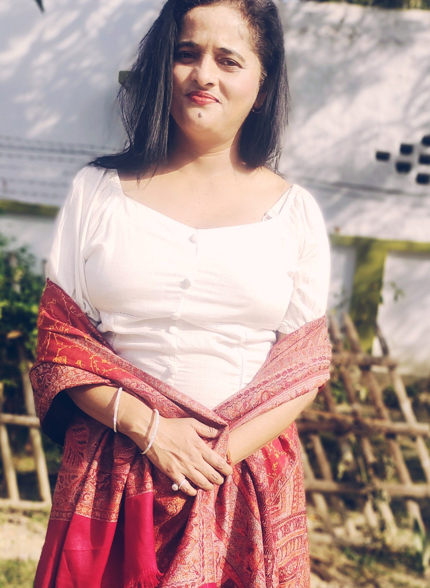 Red Beige Designer Cashmere Semi Pashmina Shawl Scraf Needle Embroidery 100% Cashmere Neck Warmer Blanket Scraf Lightweight Winter Cloth